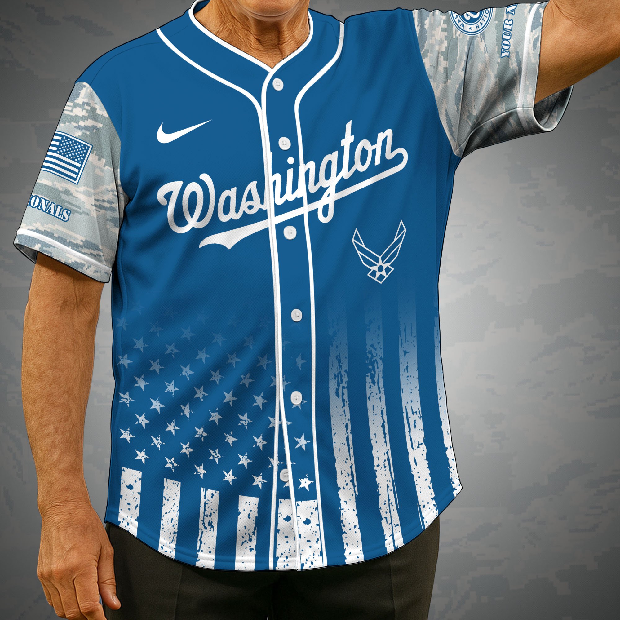 Washington Nationals Camouflage Baseball Shirt Custom Name, Sport Team Shirt, Sport Gifts