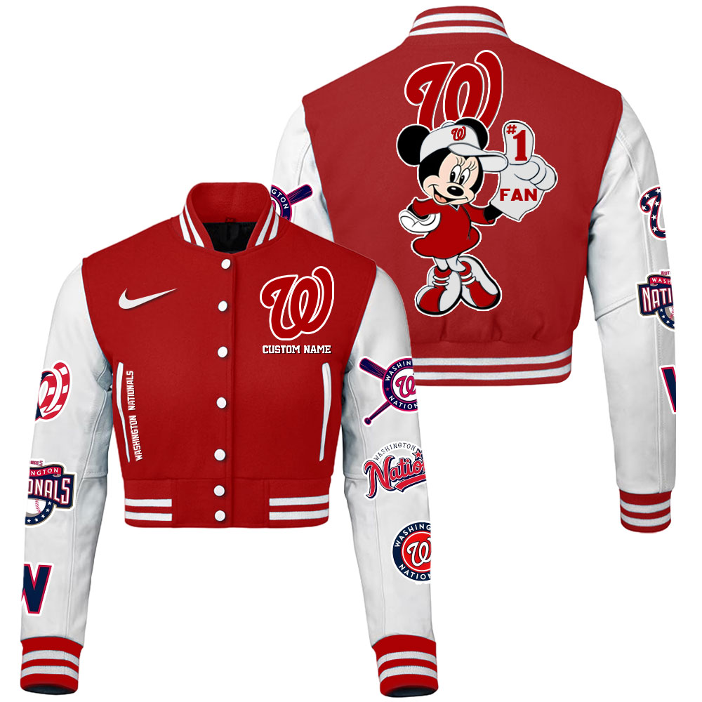Washington Nationals MLB Style Cropped Baseball Jacket For Fans