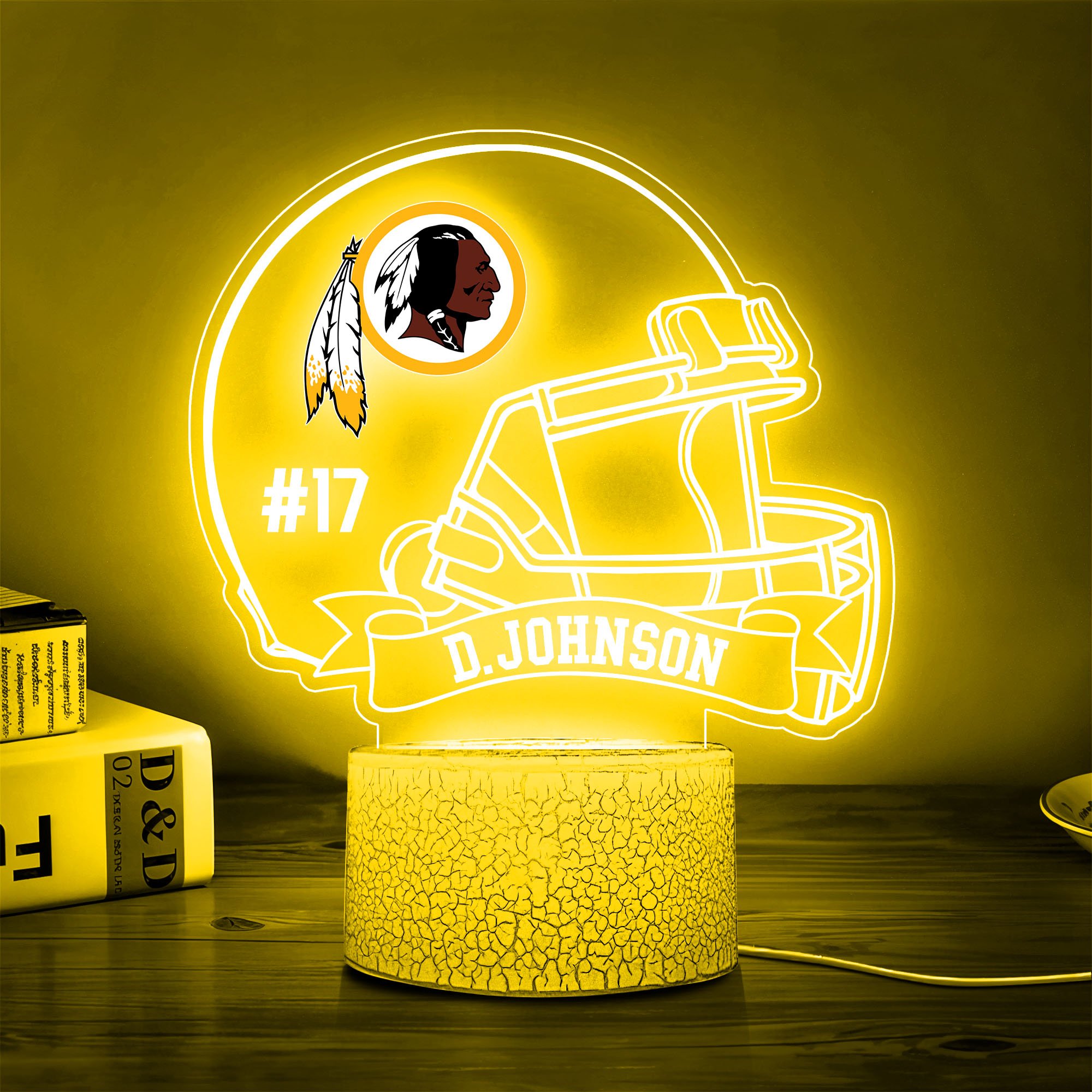 Washington Redskins 3D Led Lamp Custom Name And Number, Sport Lamp, Home Decor 