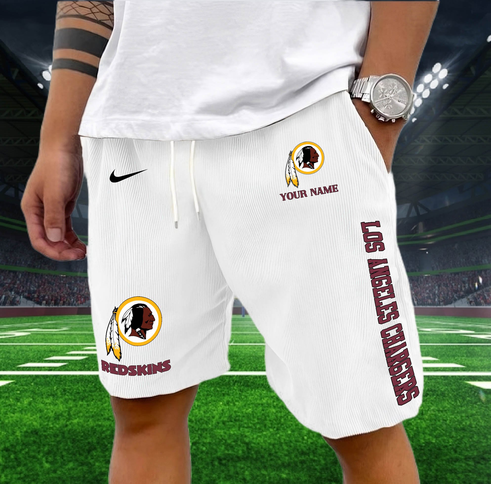 Washington Redskins Corduroy Shorts Custom You Name, Sport Corduroy Shorts, Gifts For Fan