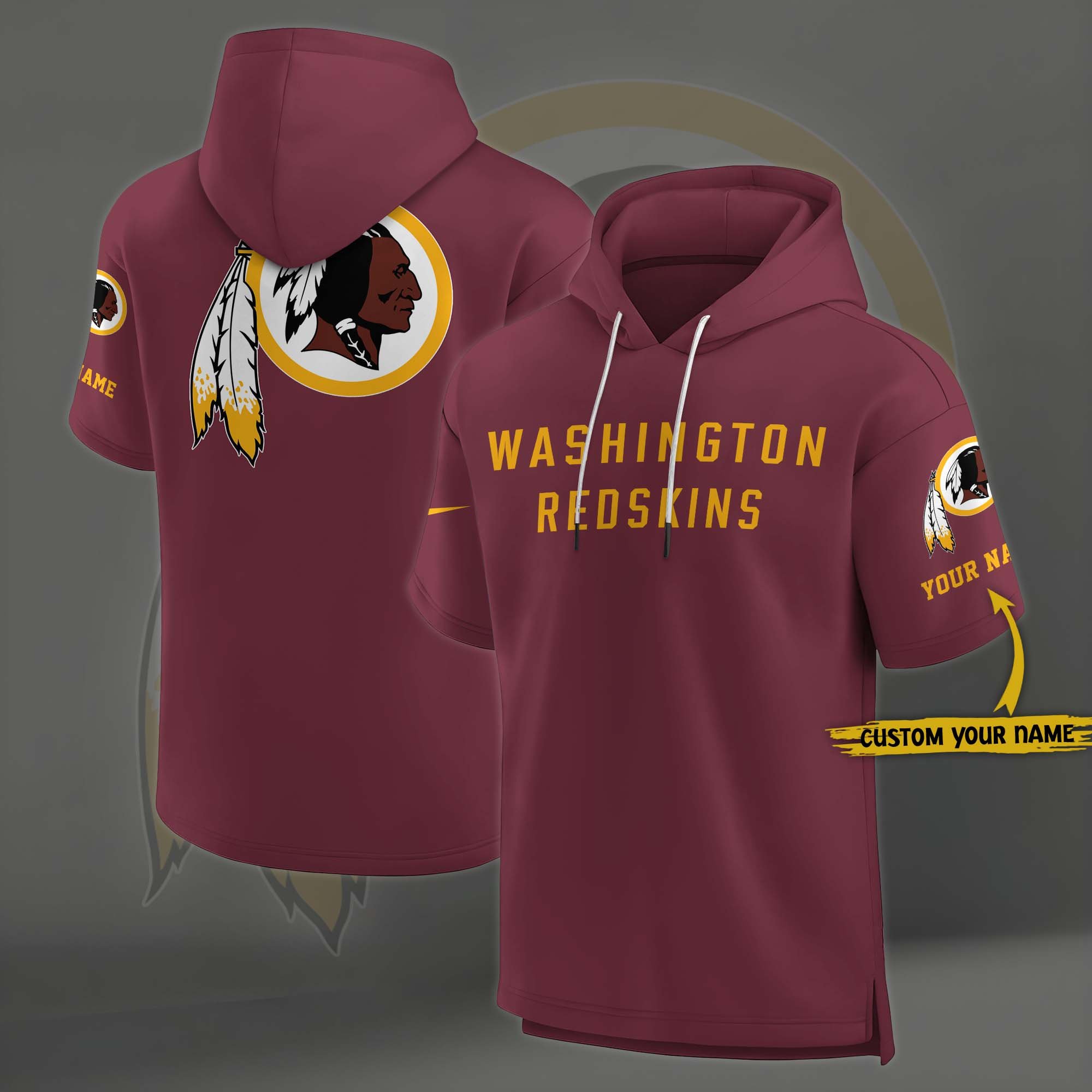 Washington Redskins Elements Future Ground Lettering Short Sleeve Pullover Hoodie Custom Name, Gifts For Football Lovers EHIVM 03121220