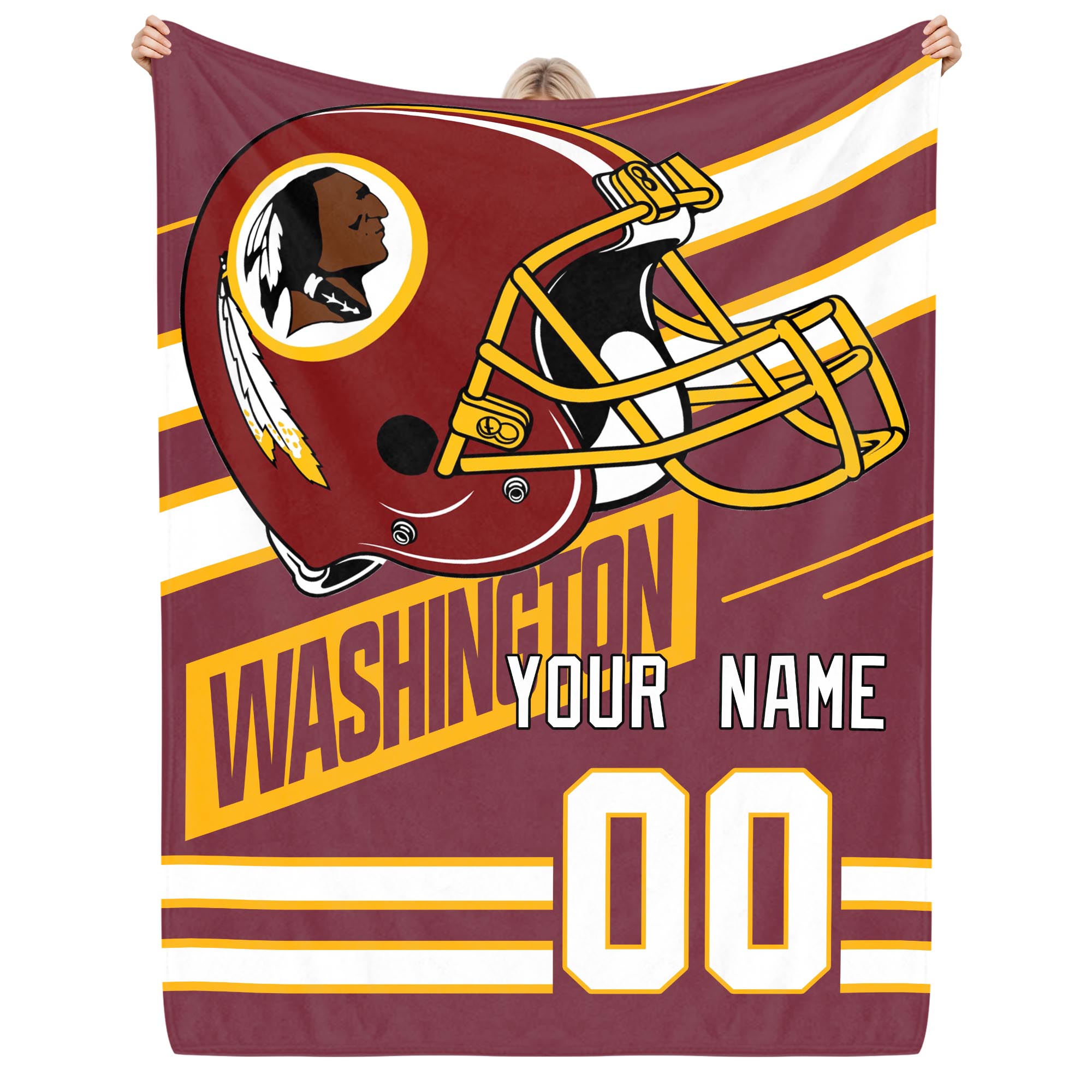 Washington Redskins Fleece Blanket Custom Name And Number, Sport Blanket For Fans