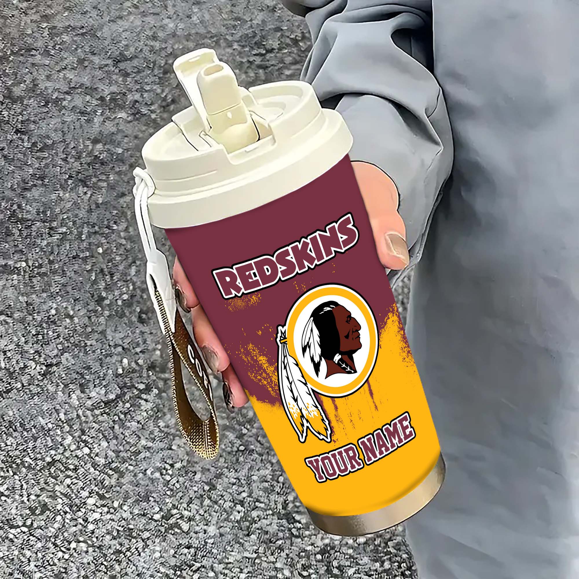 Washington Redskins Insulated Coffee Mug With Straw And Lid, Portable Coffee Travel Mug For Car, Fan Gifts