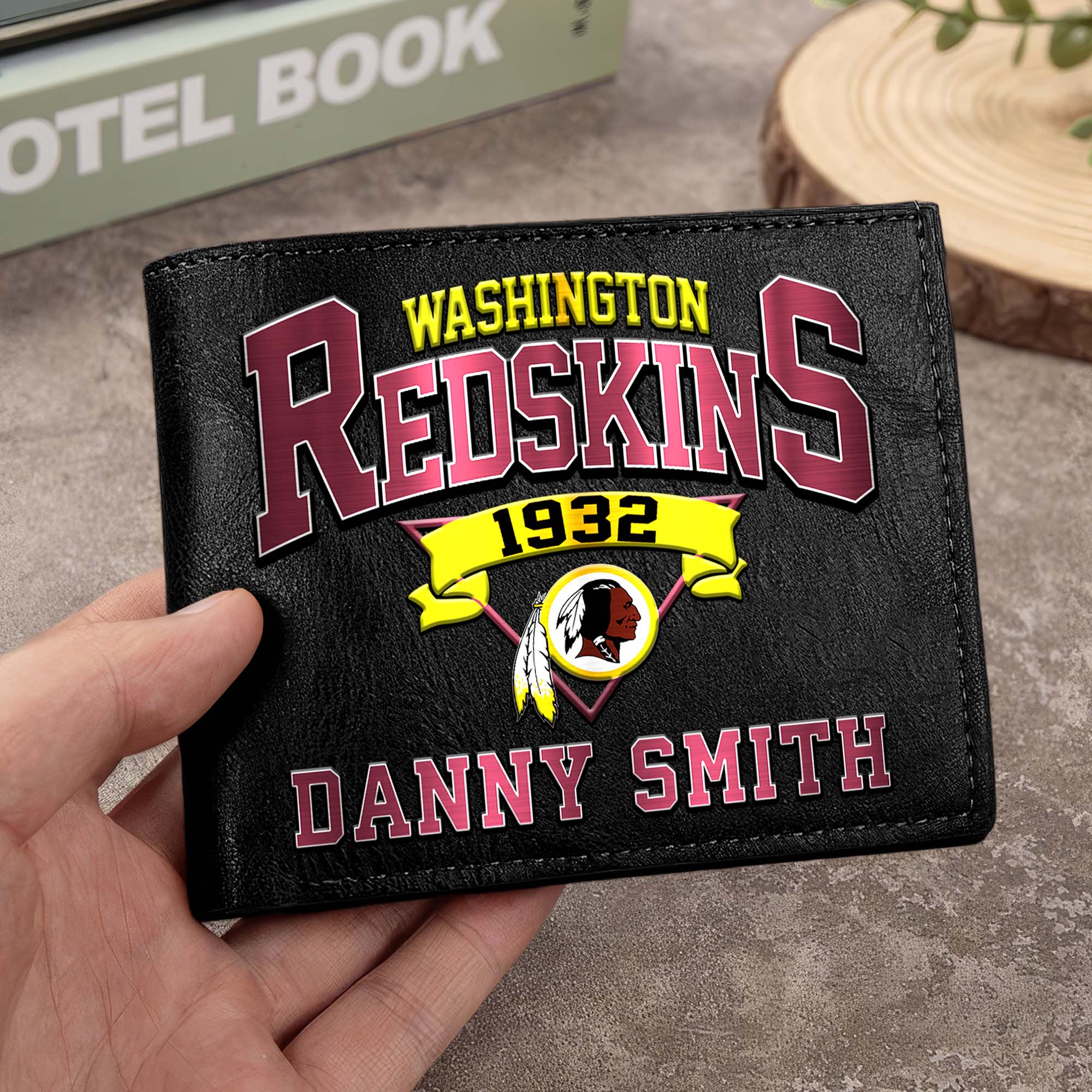 Washington Redskins Men Wallet Custom Your Name, Football Team Men Wallet For Fans, Gifts For Football Lovers