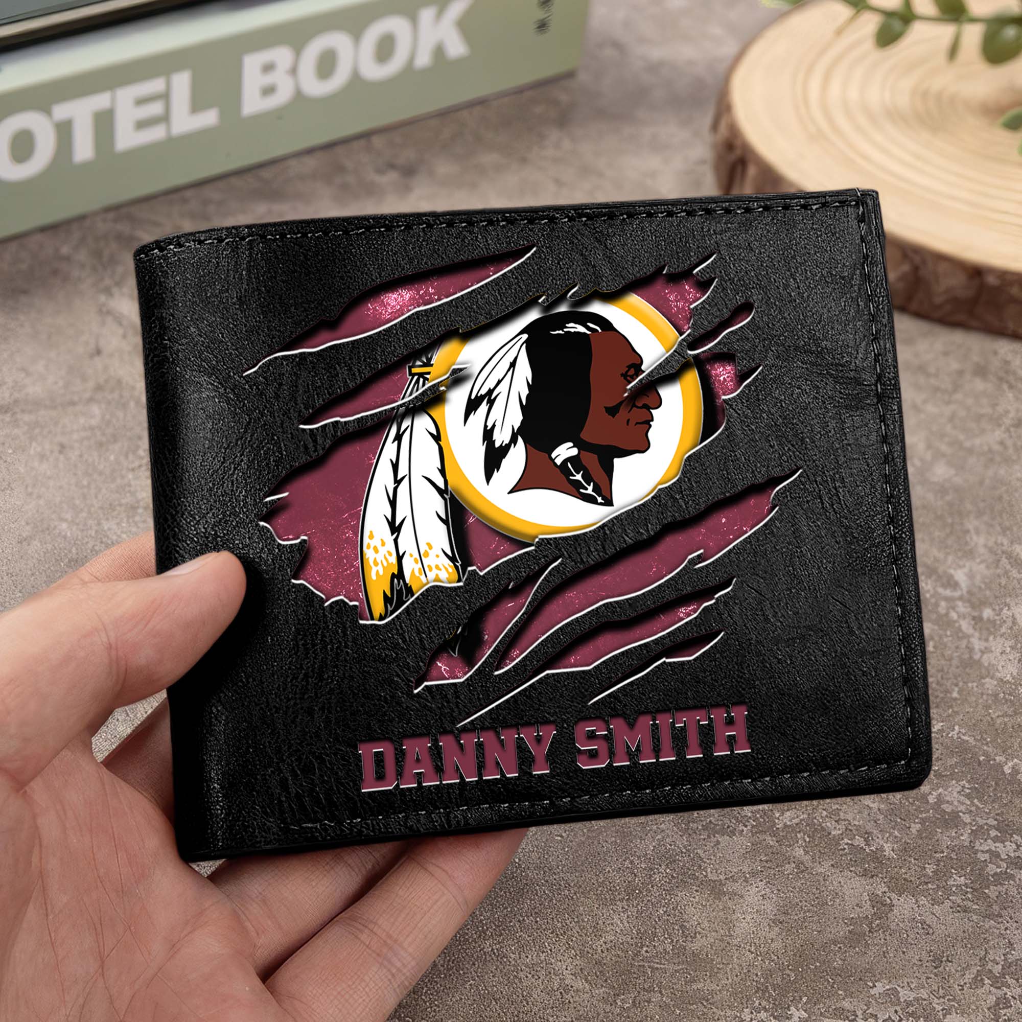 Washington Redskins Men Wallet Custom Your Name, Football Team Men Wallet For Fans, Gifts For Football Lovers