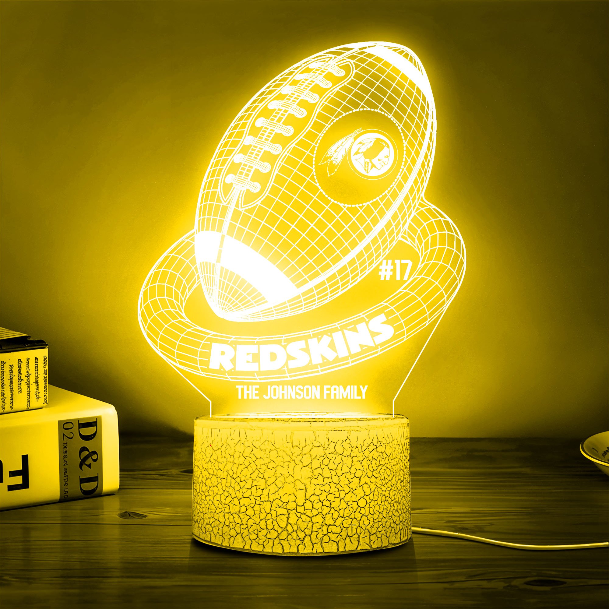 Washington Redskins Sport Team 3D Led Lamps Custom Family Name And Number, Sport Gifts, Sport Home Decor 
