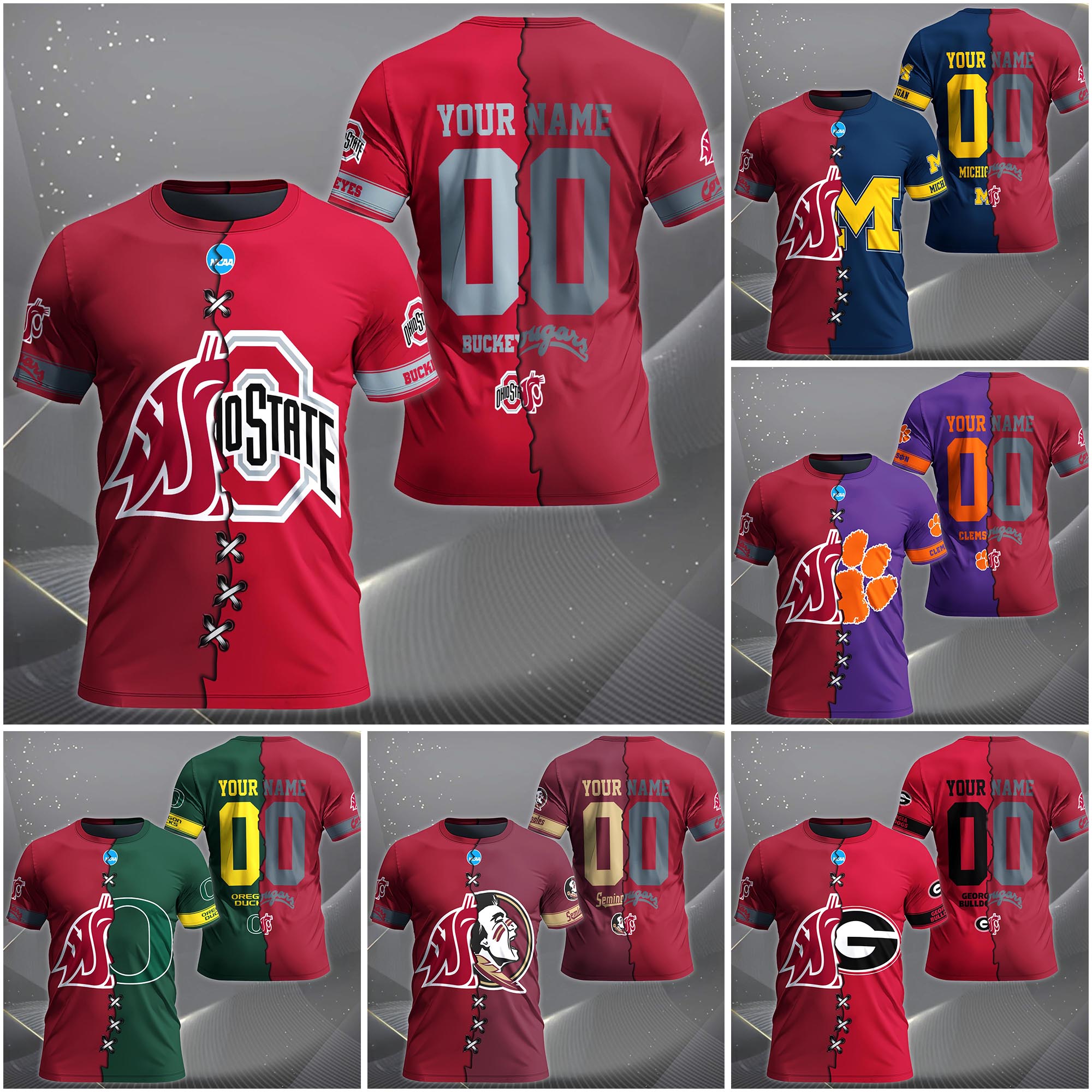 Washington State Cougars House Divided T-Shirt Custom Name 2025 Version, Year And Team, Sport Shirts For Fan