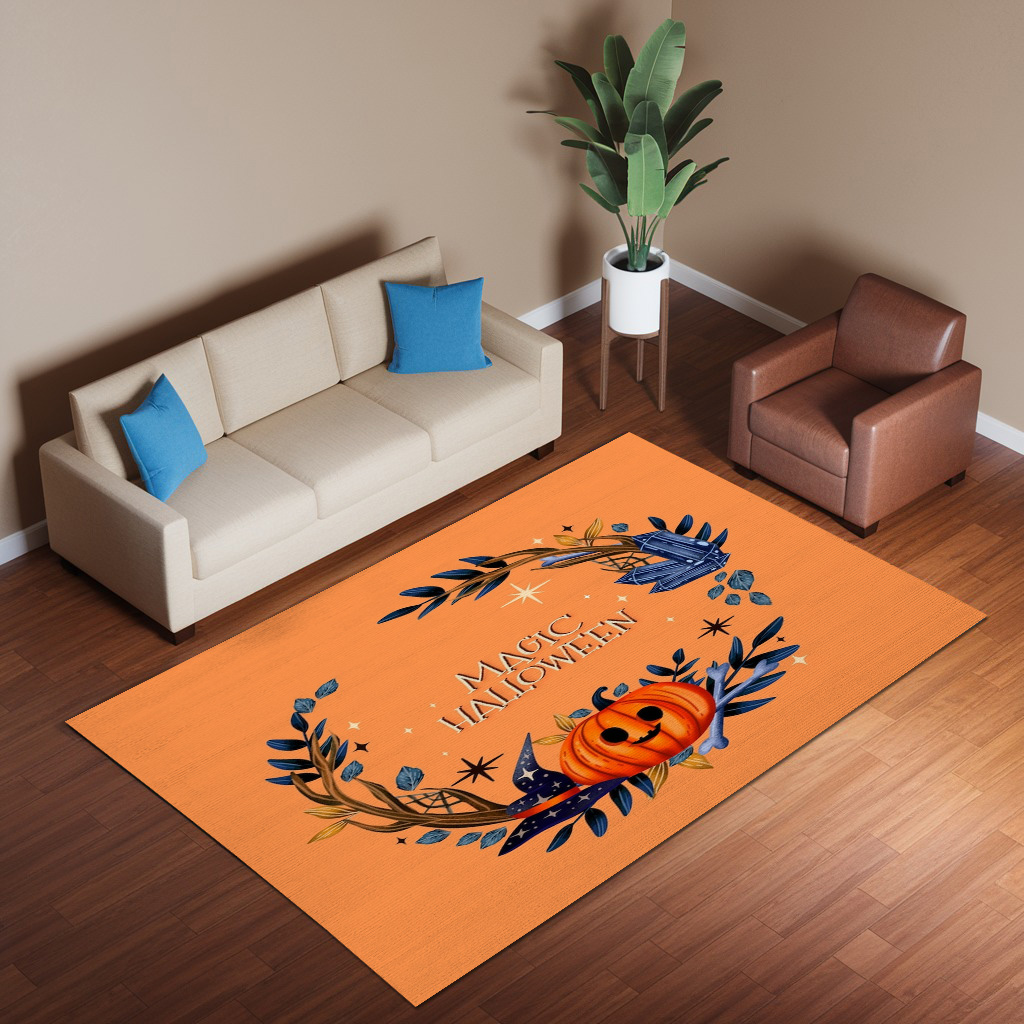 Watercolor Halloween Frame Rug