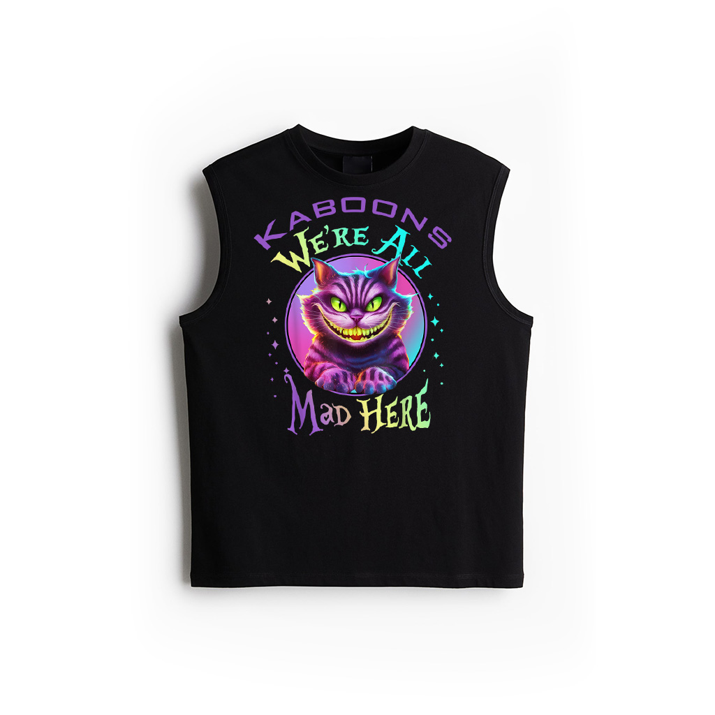 We're All Mad Here Wonderland Funny Cat Mysterious Smile Tank Top
