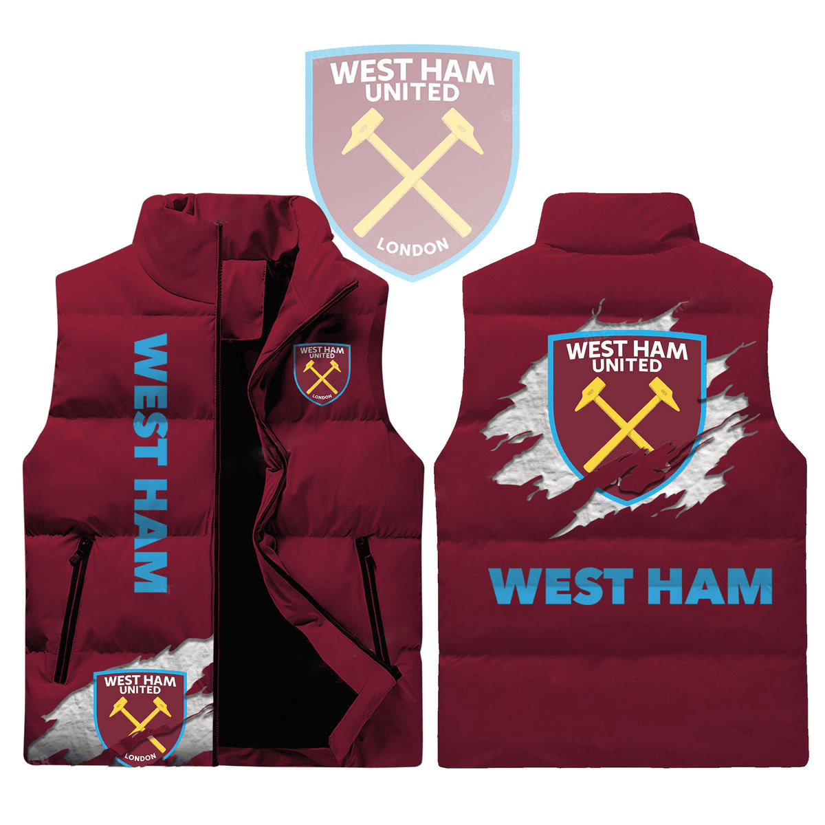West Ham United EPL Style Sleeveless Puffer Jacket