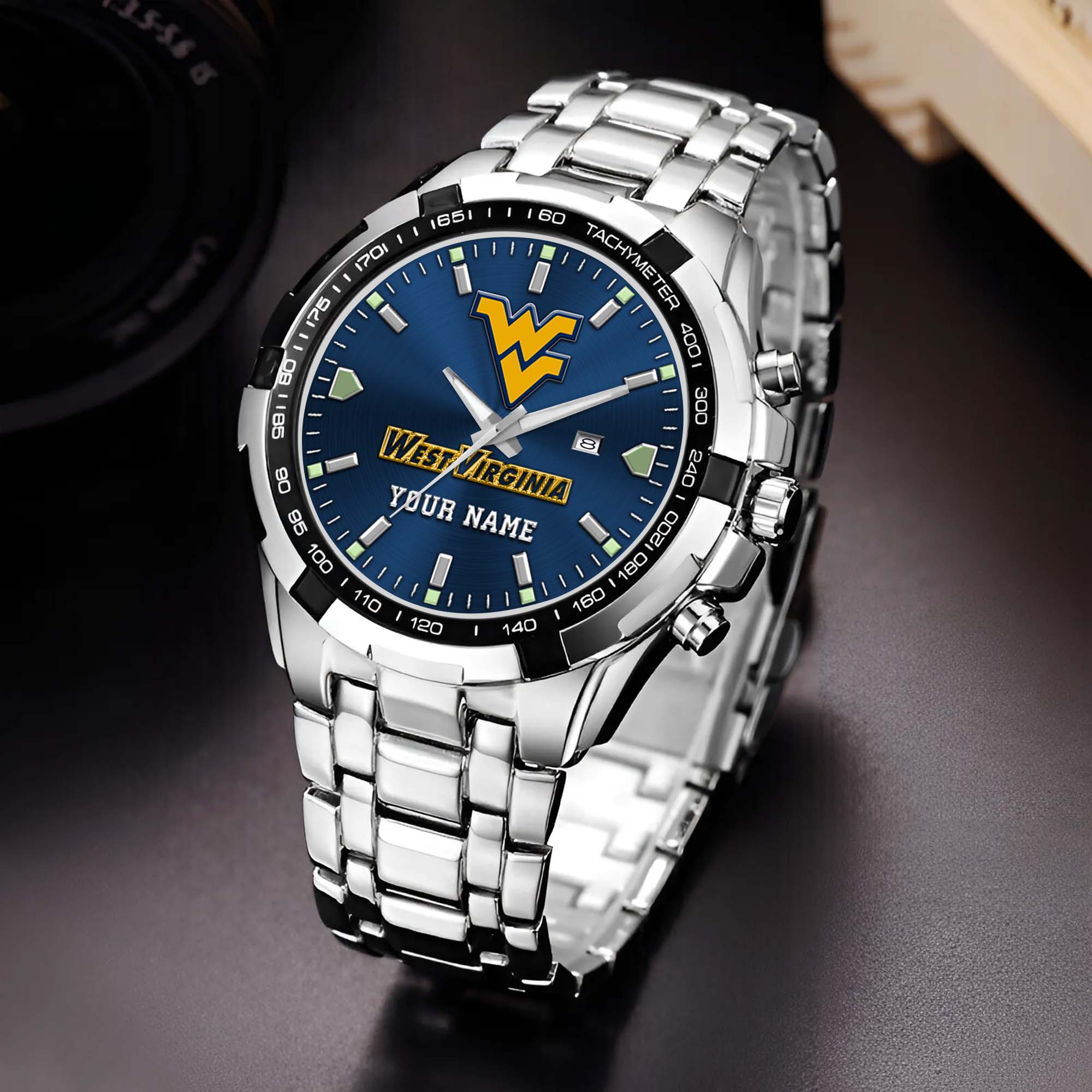 West Virginia Mountaineers Alloy Men Quartz Watch Custom Your Name, Sport Men Watch, Football Fan Gifts