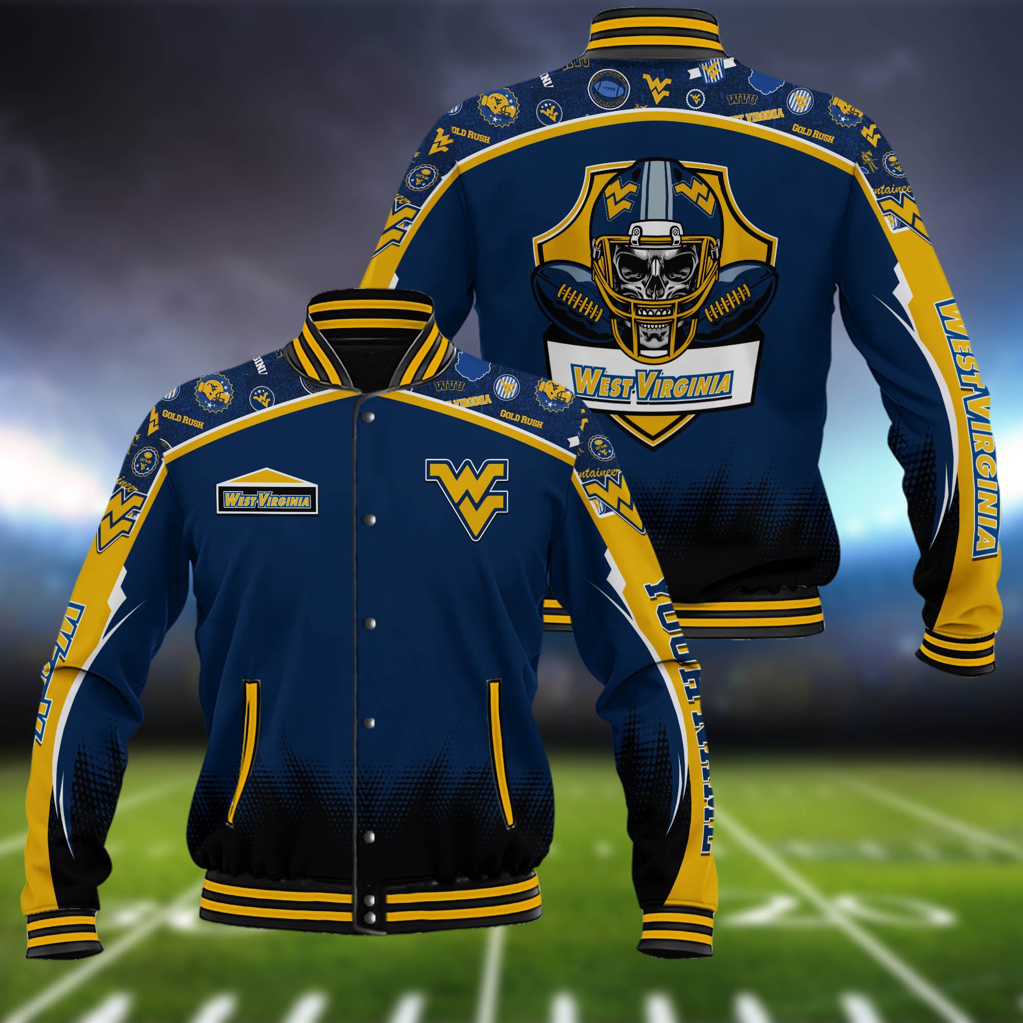 West Virginia Mountaineers Baseball Jacket Custom Name, Sport Team Jacket, Sport Gifts 