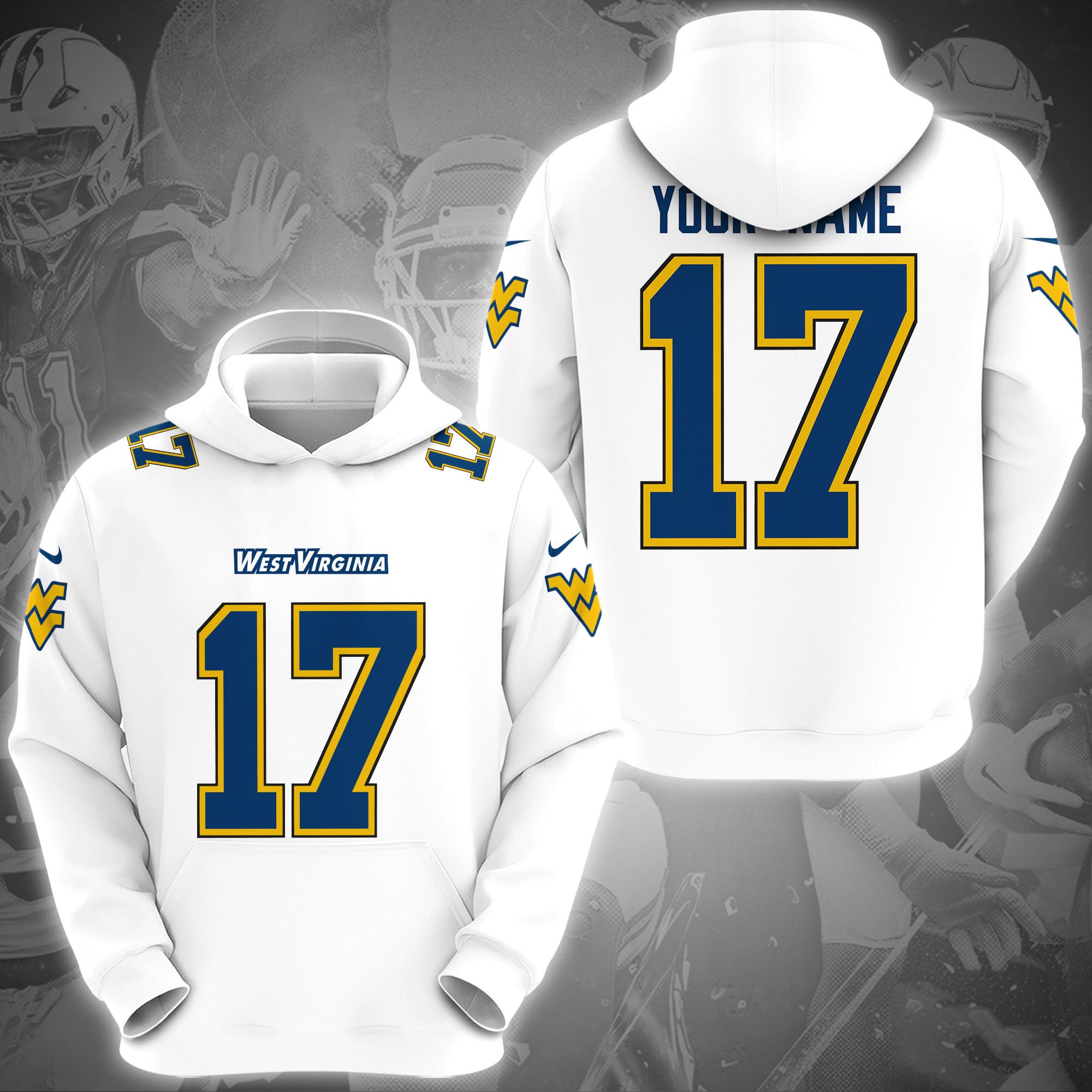 West Virginia Mountaineers Hoodie Custom Name And Number, Sport Gifts, Fan Gifts