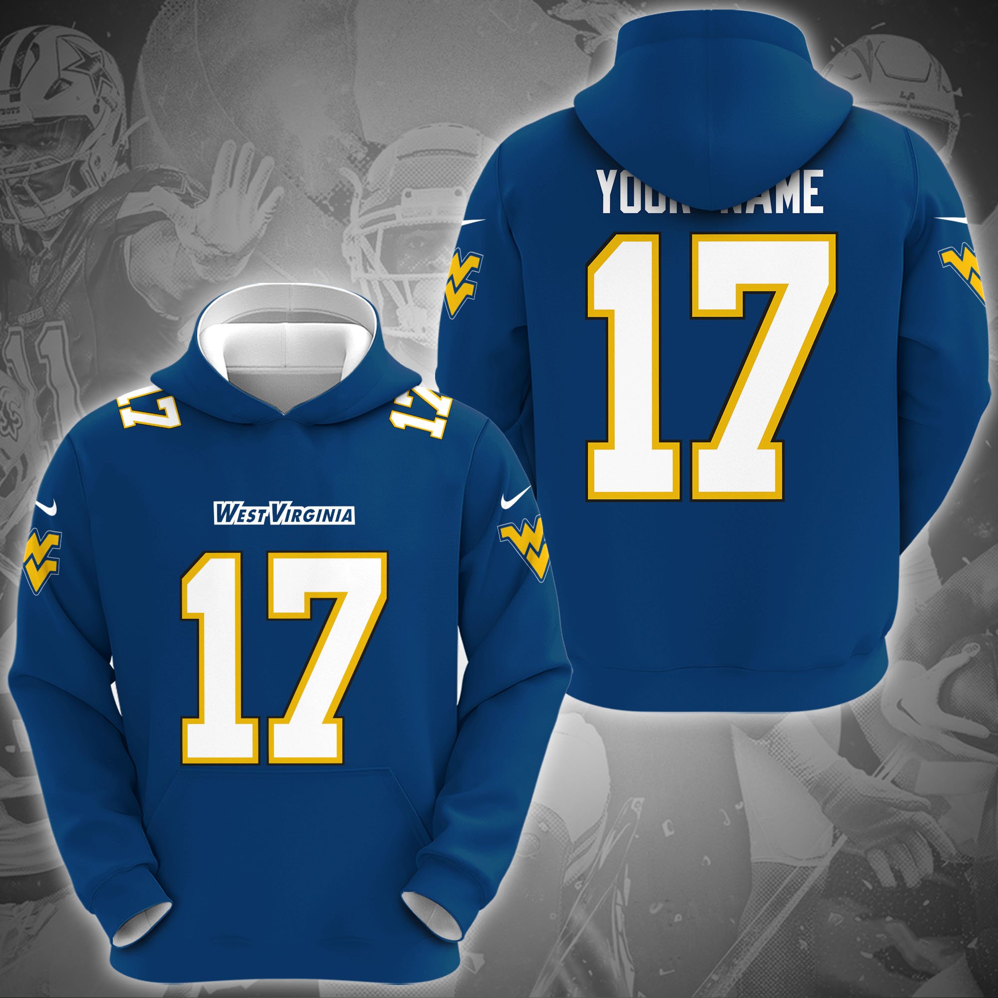 West Virginia Mountaineers Hoodie Custom Name And Number, Sport Gifts For Fan