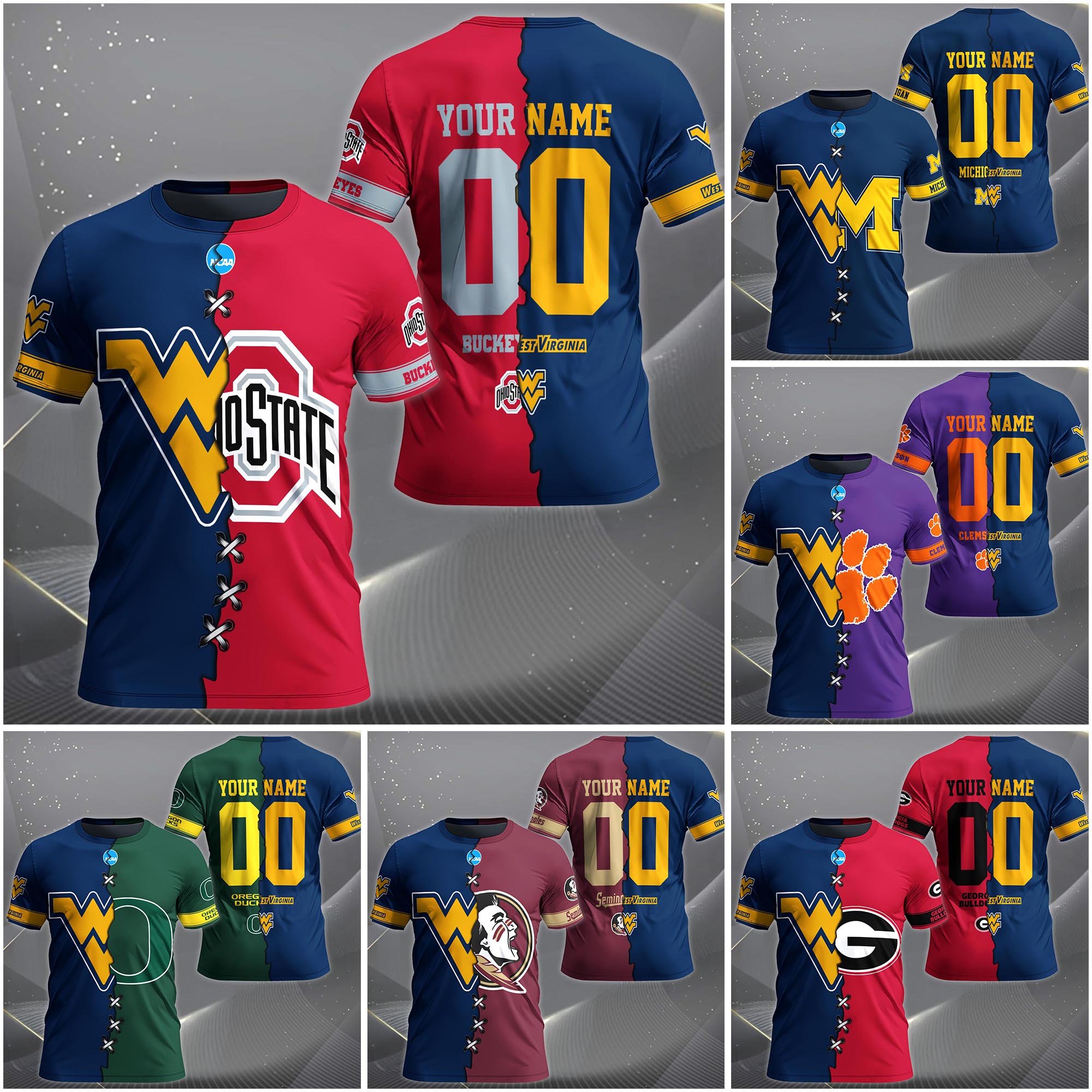 West Virginia Mountaineers House Divided T-Shirt Custom Name 2025 Version, Year And Team, Sport Shirts For Fan