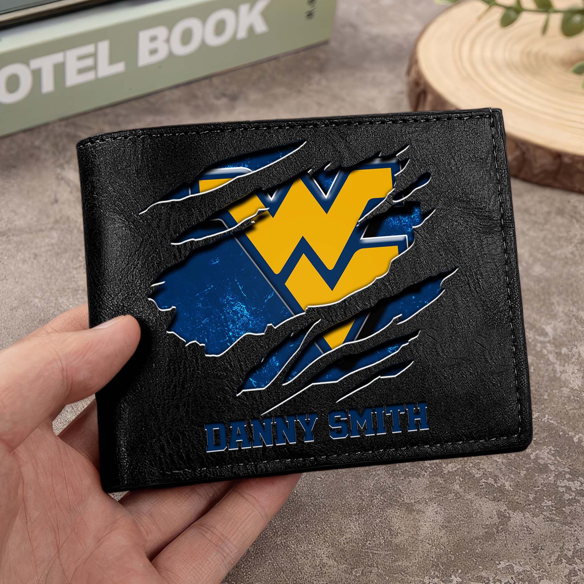 West Virginia Mountaineers Men Wallet Custom Your Name, Football Team Men Wallet For Fans, Gifts For Football Lovers