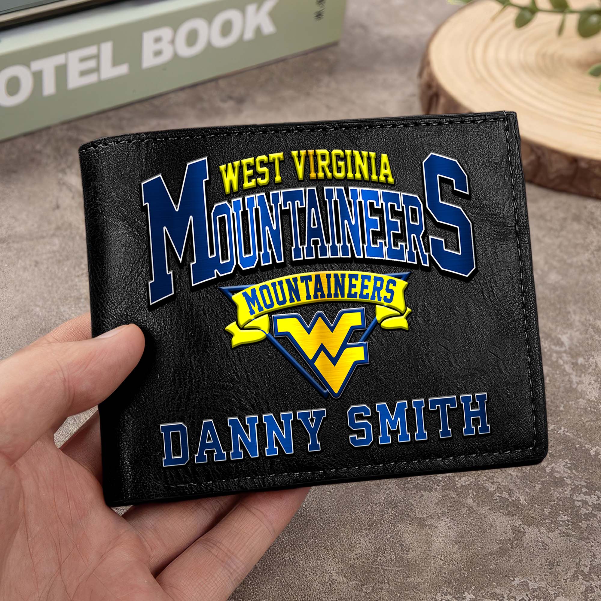 West Virginia Mountaineers Men Wallet Custom Your Name, Football Team Men Wallet For Fans, Gifts For Football Lovers