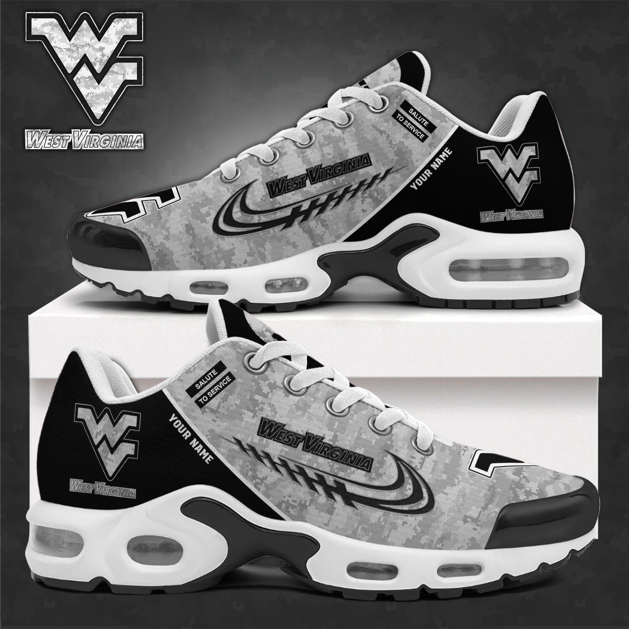 West Virginia Mountaineers TN Shoes 2025 Version Custom Name, Camouflage Shoes For Sport Fans, Fan Gifts