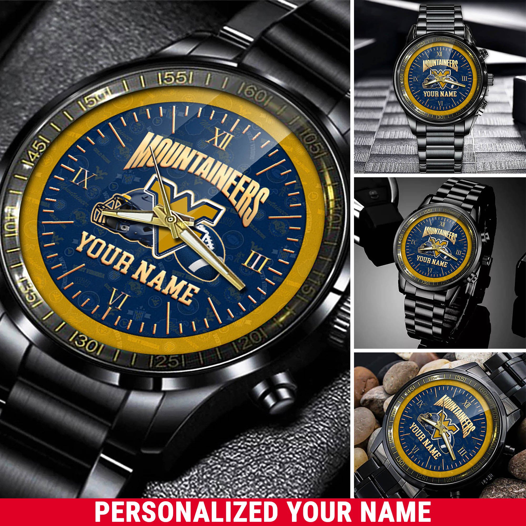 West Virginia Mountaineers Watch 2024 Version Personalized Your Name, Sport Watch For Fans, Sport Gifts ETHY 54417