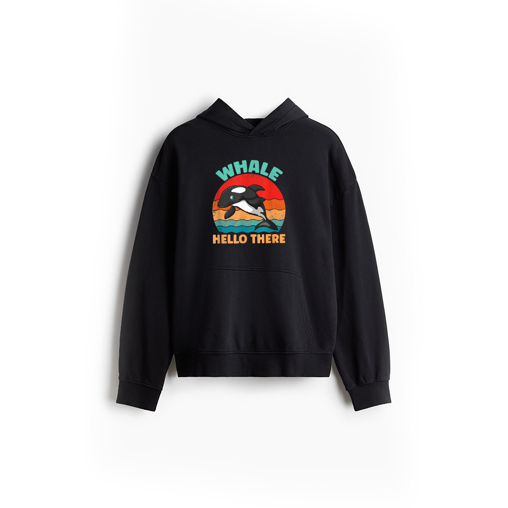 Whale Hello There Retro Vintage Orca Hoodie