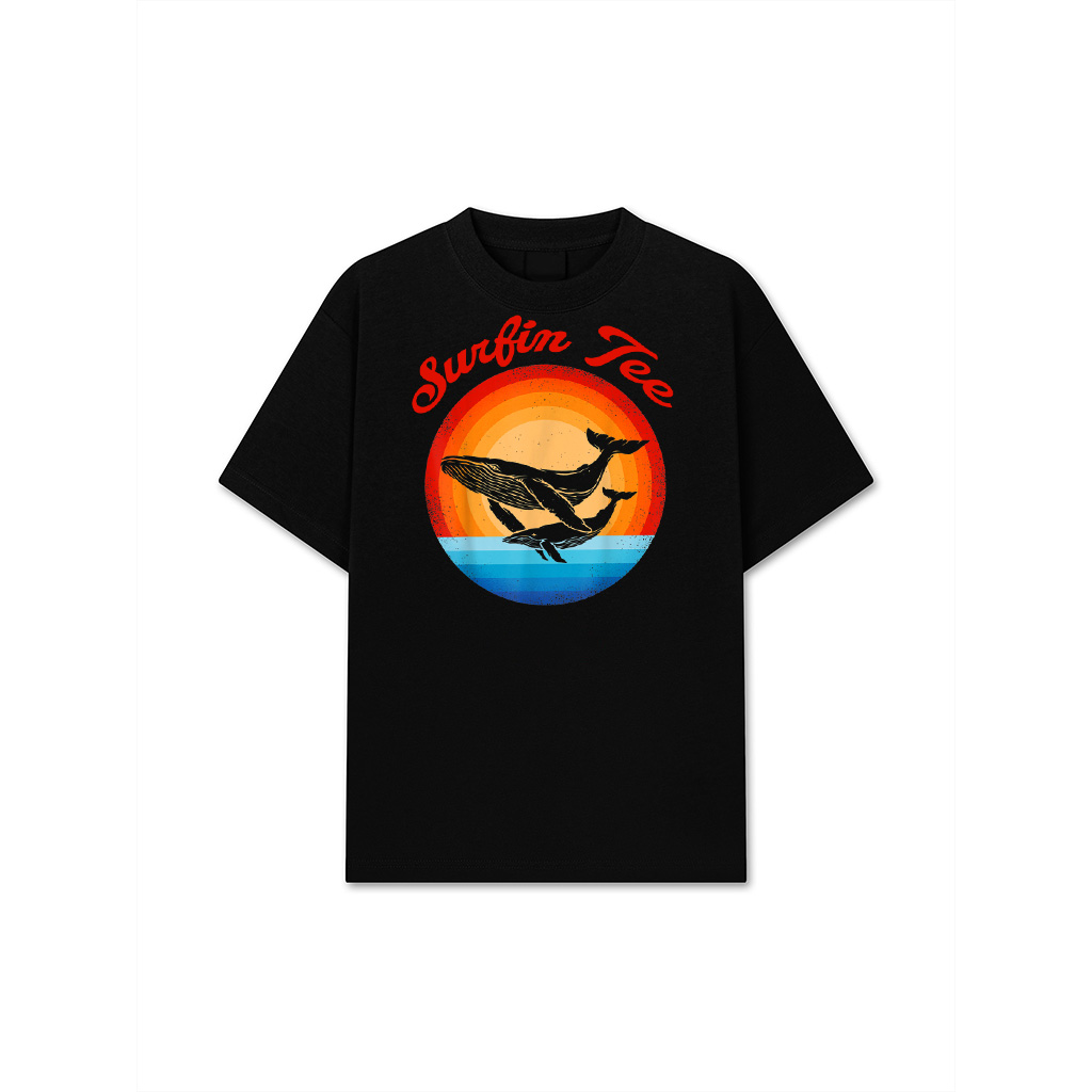 Whale Retro Vintage 60S 70S Sunset Sea Animal Men Women T-Shirt
