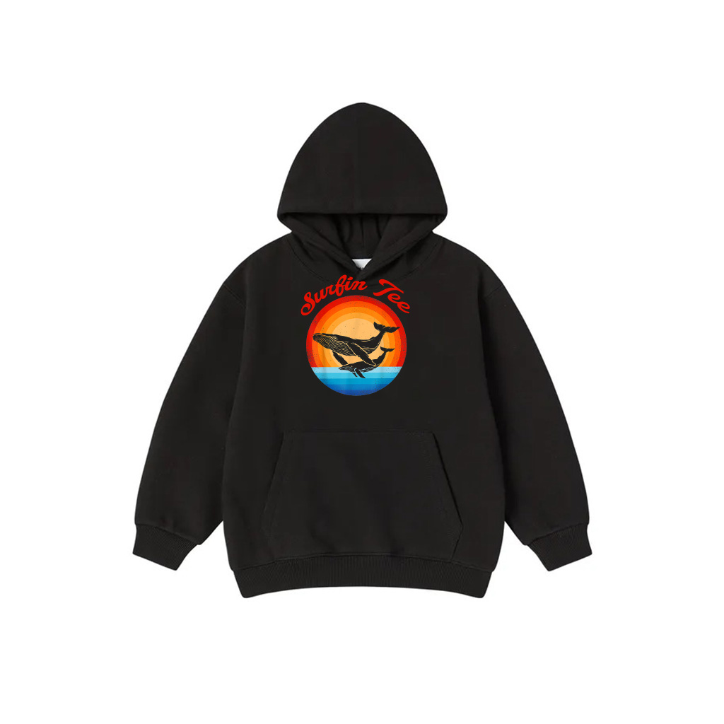 Whale Retro Vintage 60S 70S Sunset Sea Animal Men Women Hoodie