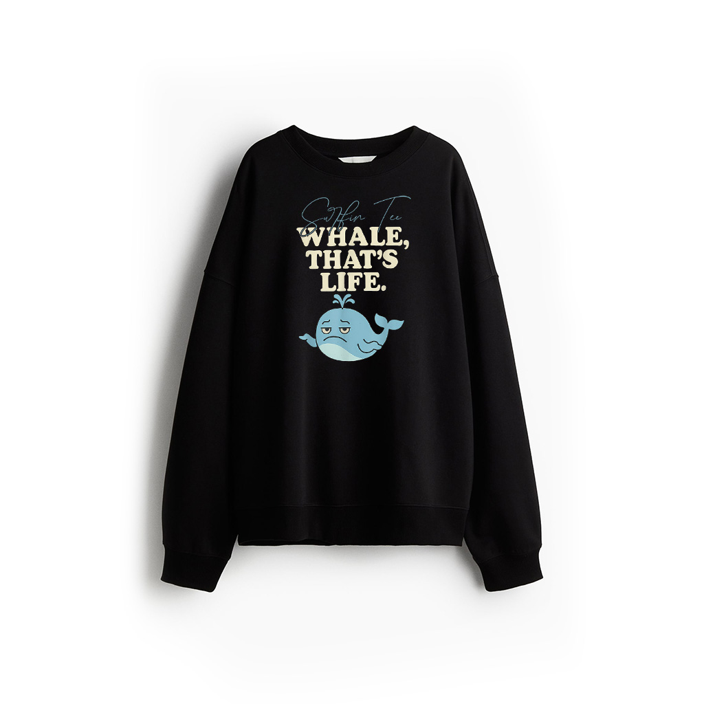 Whale, Thats Life Retro Whale Graphic Sweatshirt