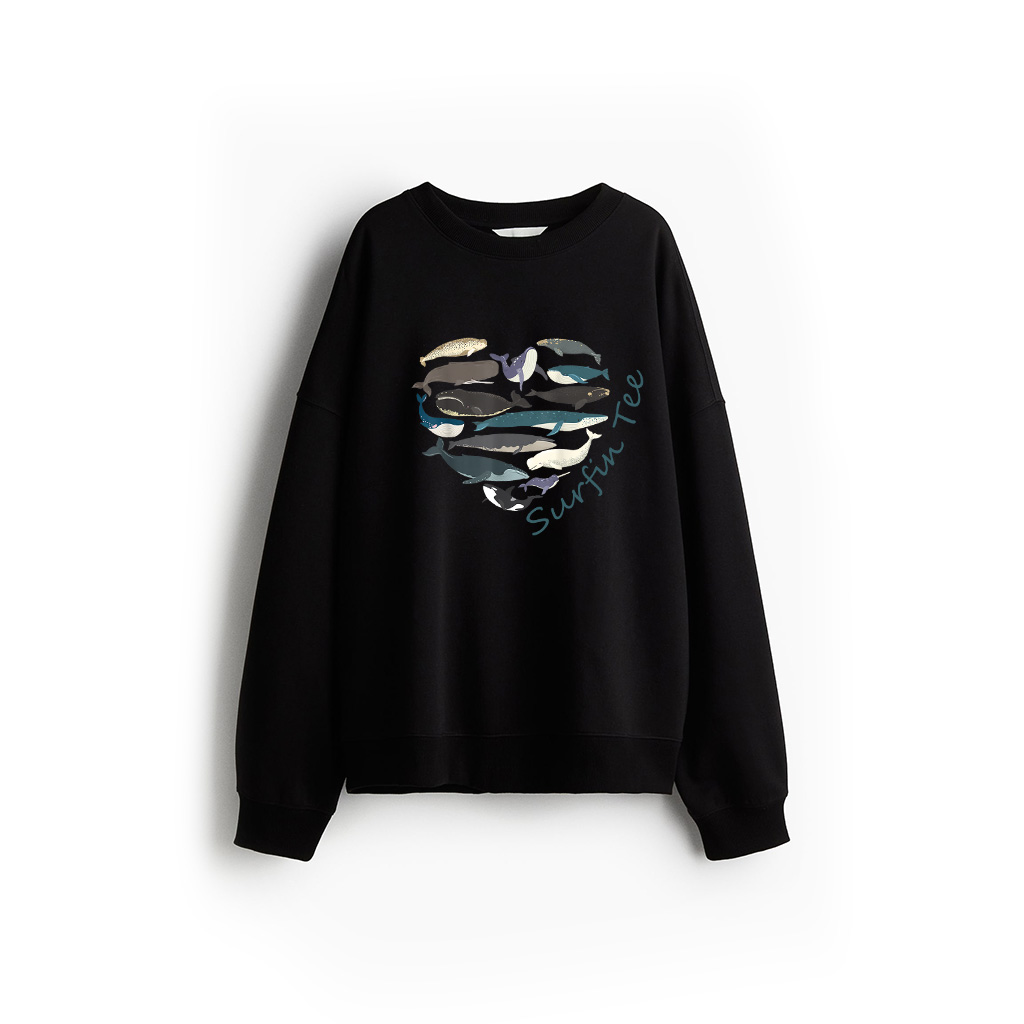 Whales Heart Shape Cute Ocean Mammals Whale Breeds Species Sweatshirt