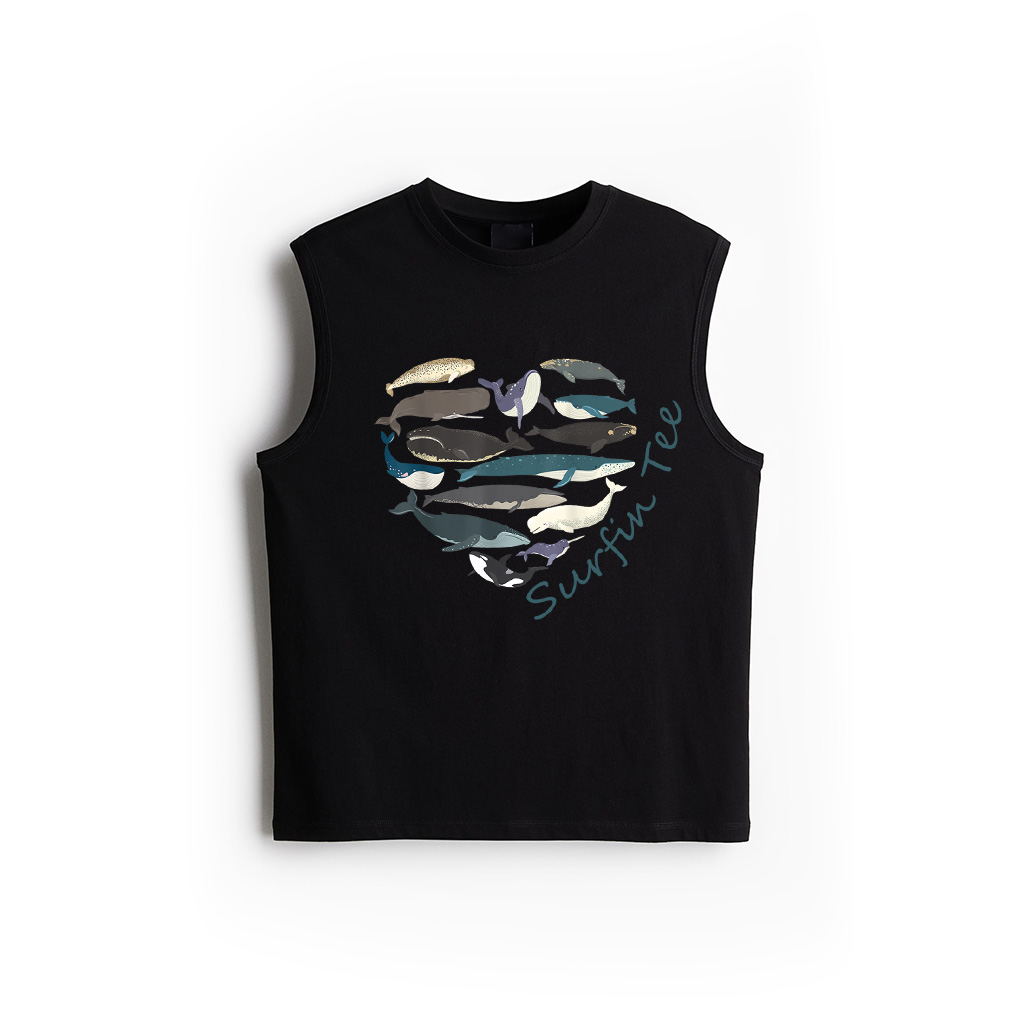 Whales Heart Shape Cute Ocean Mammals Whale Breeds Species Tank Top