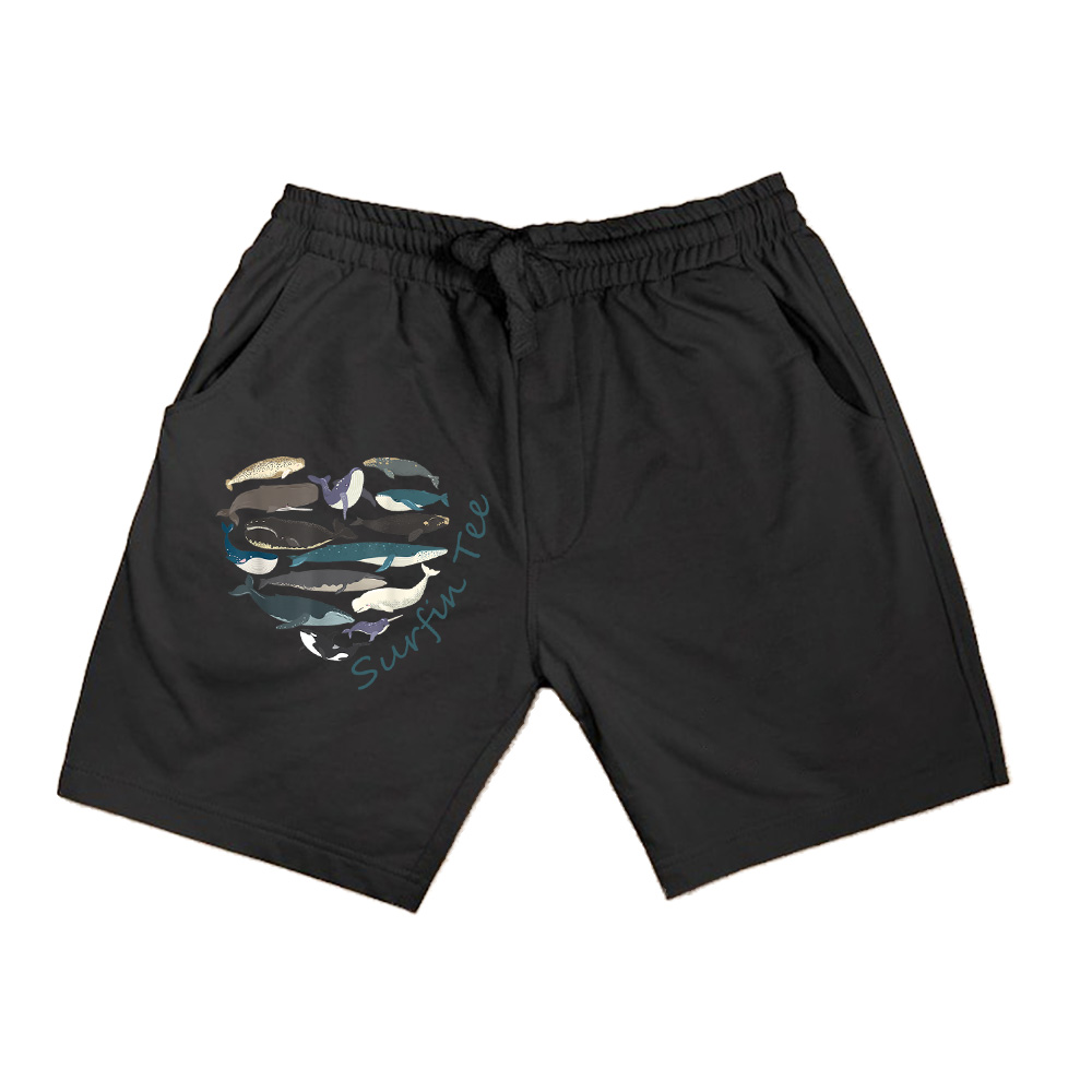 Whales Heart Shape Cute Ocean Mammals Whale Breeds Species Shorts