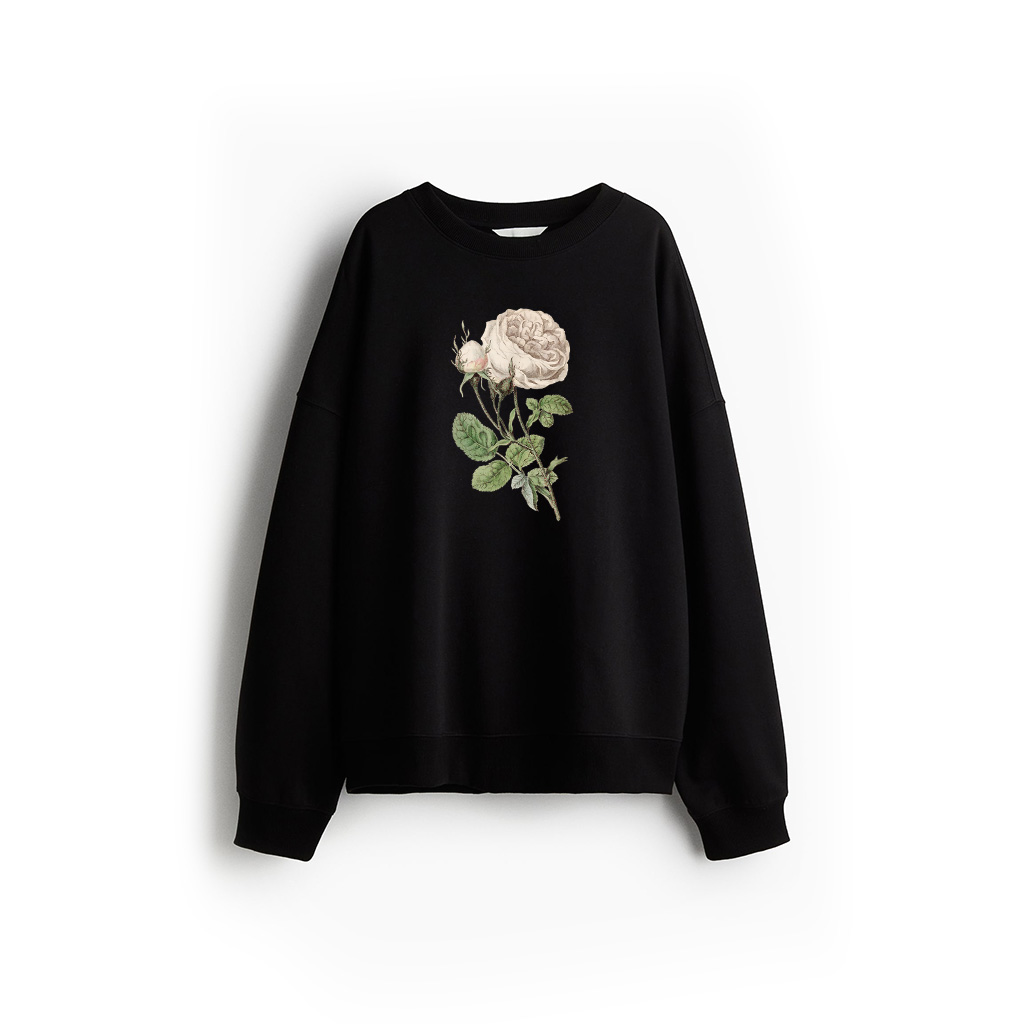 White Rose Vintage Botanical Floral Wildflower Sweatshirt