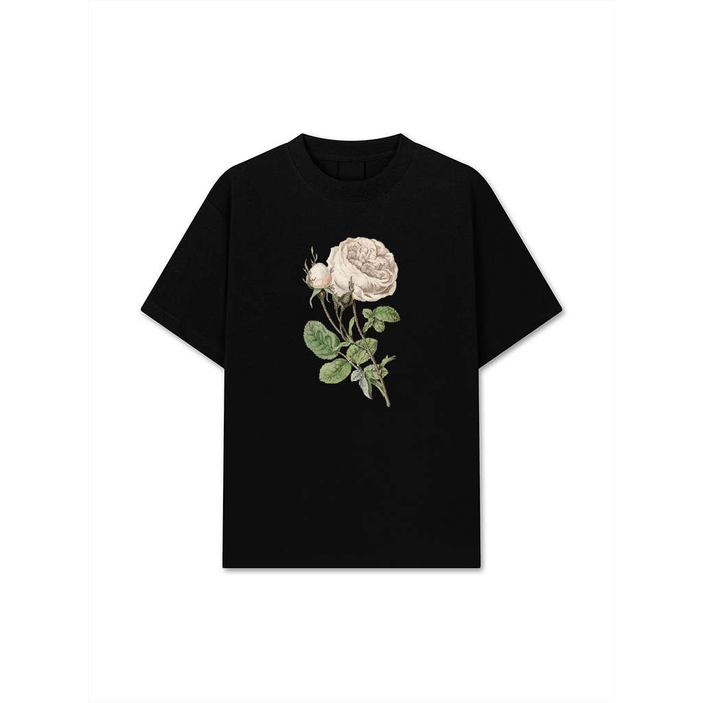 White Rose Vintage Botanical Floral Wildflower T-Shirt