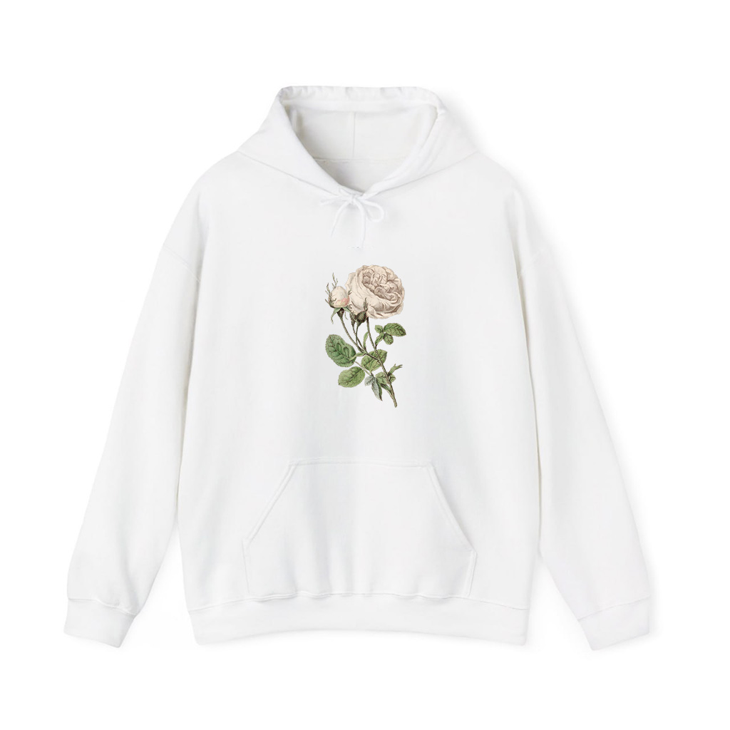 White Rose Vintage Botanical Hoodie