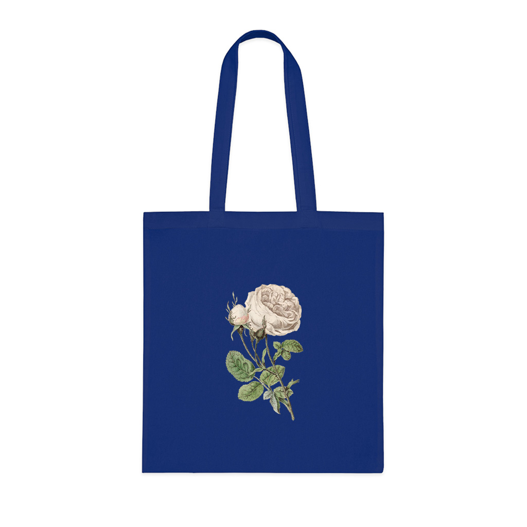 White Rose Vintage Botanical Tote Bag