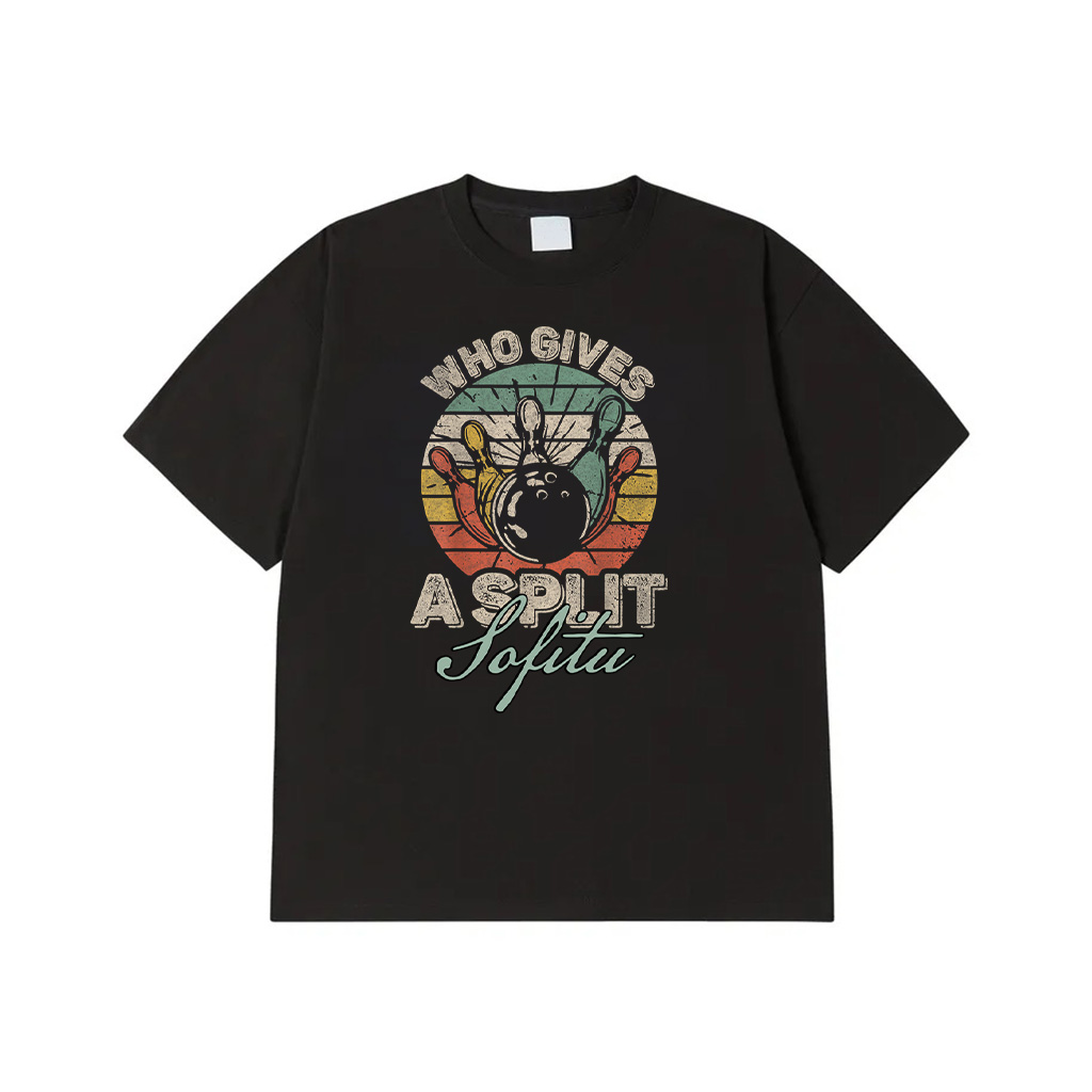 Who Gives A Split Retro Bowling Bowler Team Funny T-Shirt