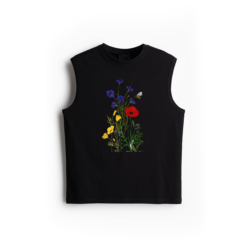 Wildflower Graphic Tee Floral Vintage Boho Design Flower Tank Top