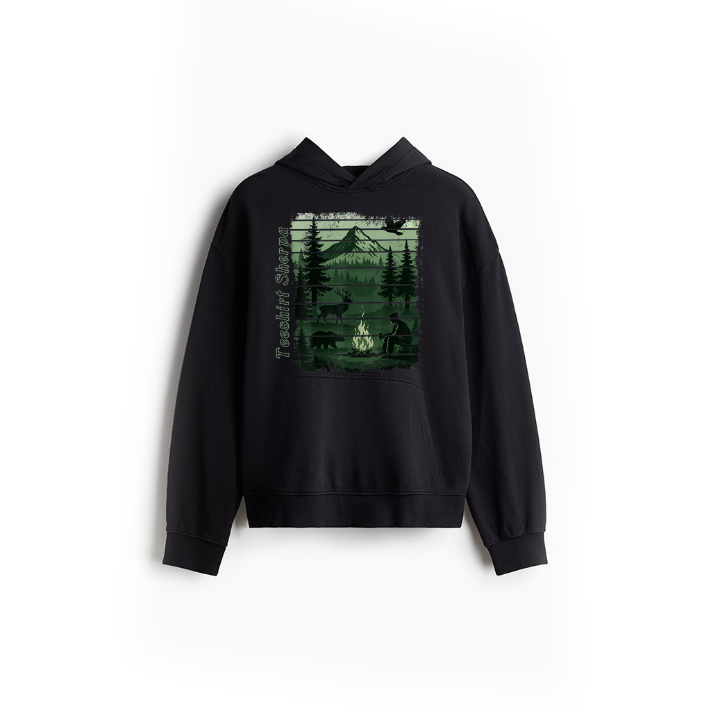 Wildlife Bonfire Deer Campfire Nature Vintage Forest Bear Hoodie