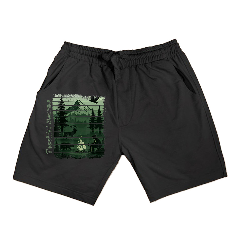 Wildlife Bonfire Deer Campfire Nature Vintage Forest Bear Shorts