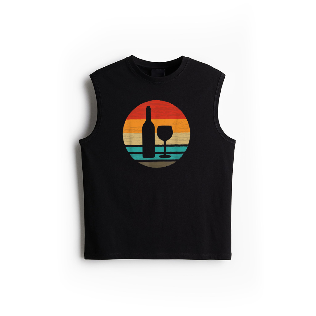 Wine Bottle Glass Retro Style Vintage Tank Top