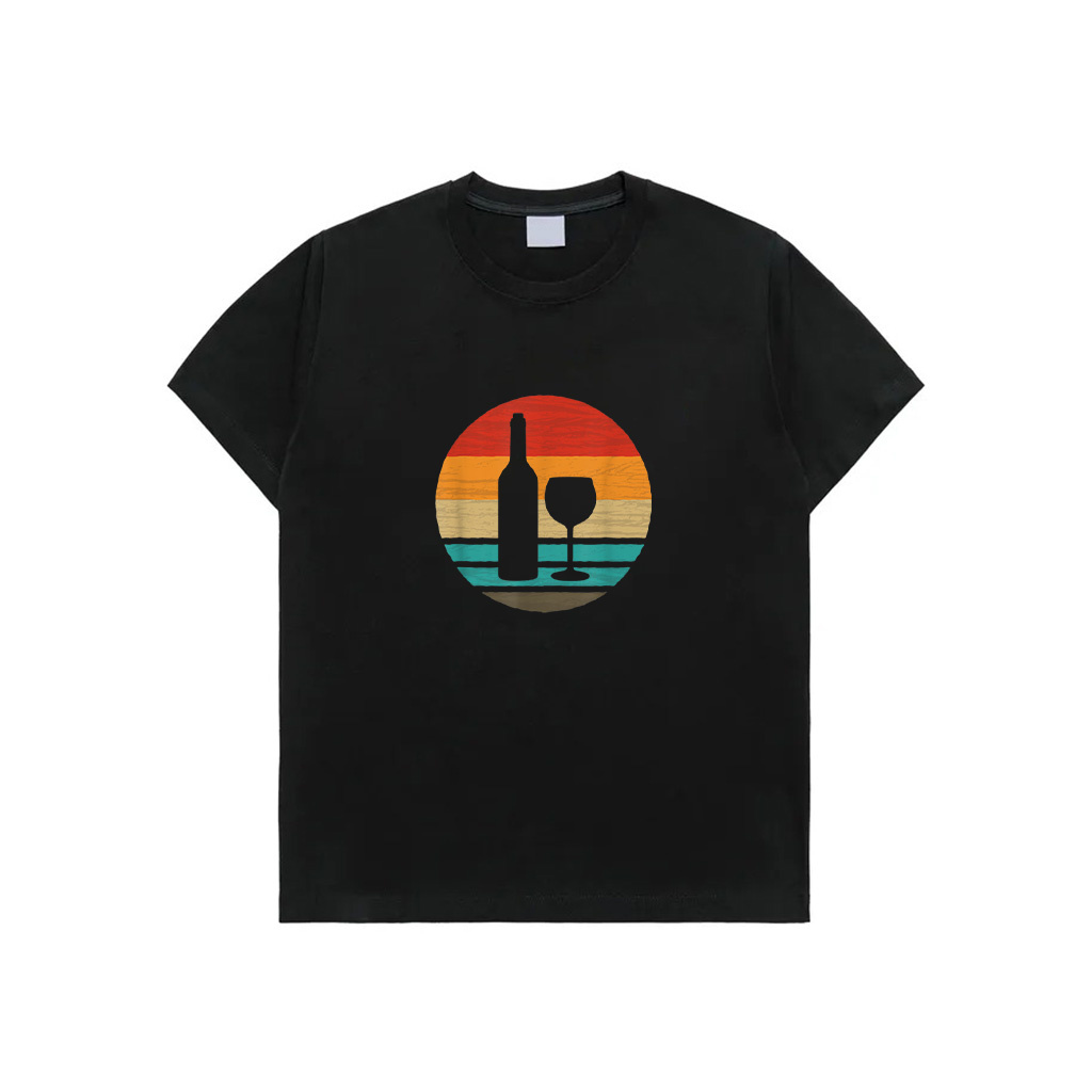 Wine Bottle Glass Retro Style Vintage T-Shirt