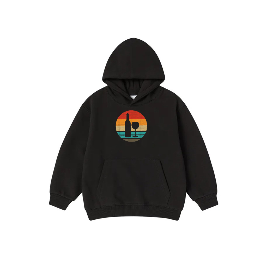 Wine Bottle Glass Retro Style Vintage Hoodie