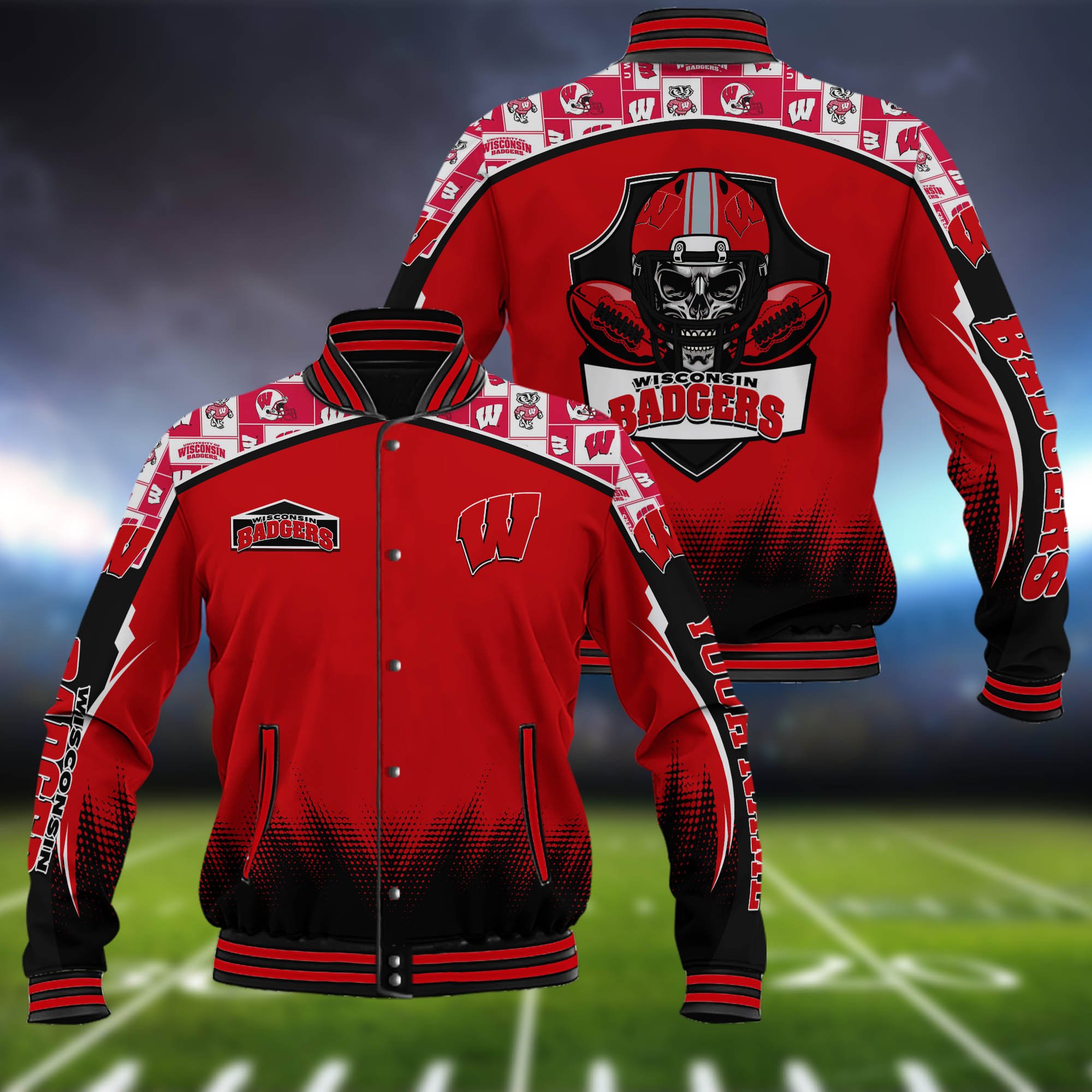 Wisconsin Badgers Baseball Jacket Custom Name, Sport Team Jacket, Sport Gifts 