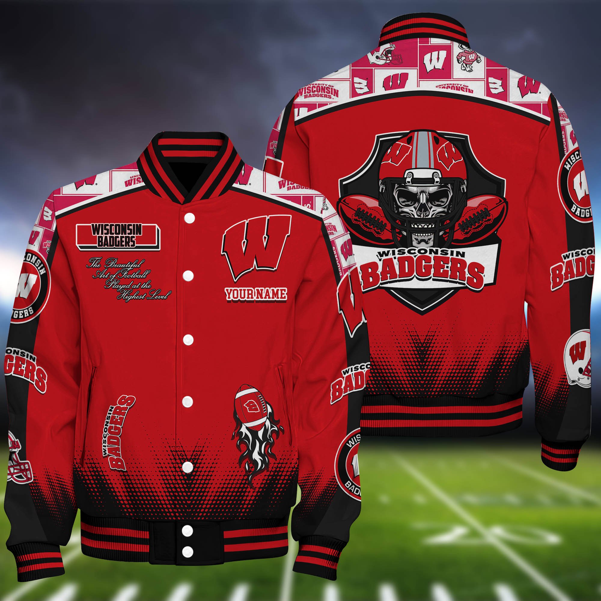 Wisconsin Badgers Baseball Jacket Personalized Your Name, Jackets For Sport Fans 