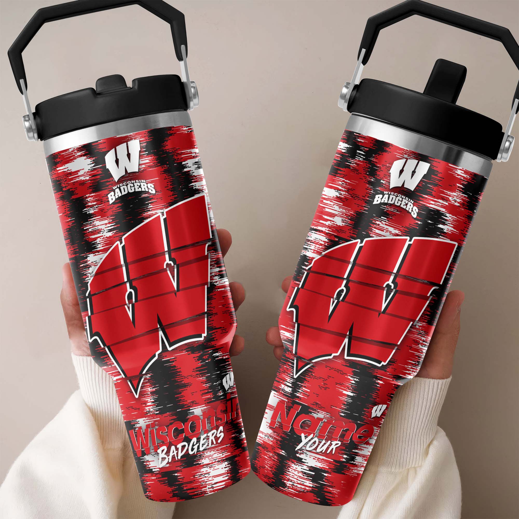 Wisconsin Badgers Flip Straw 30Oz Tumbler Custom Your Name, Sport Flip Straw 30Oz Tumbler, Fan Gifts