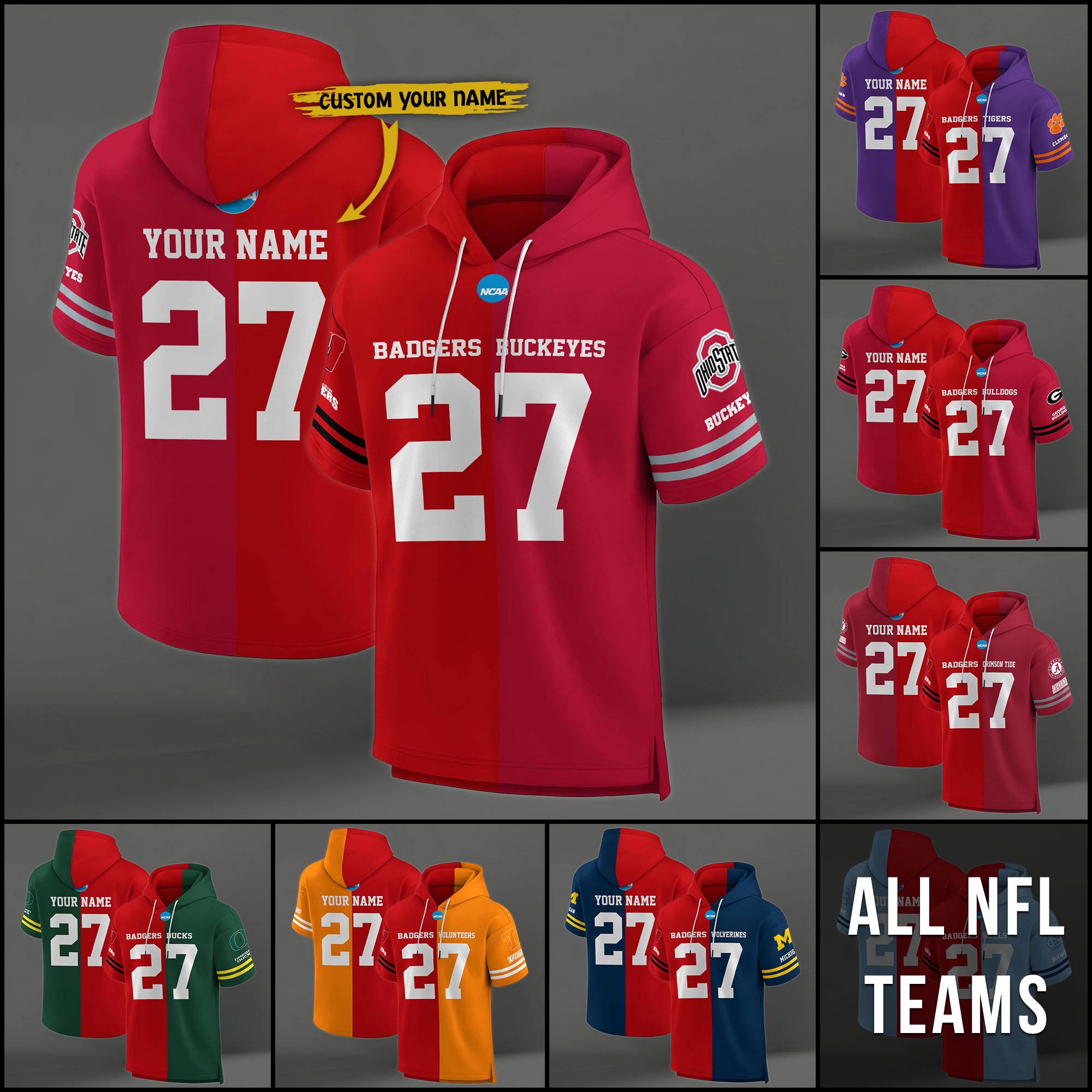 Wisconsin Badgers House Divided Hoodie Custom Name, Number And Team, Hoodie For Football Fans