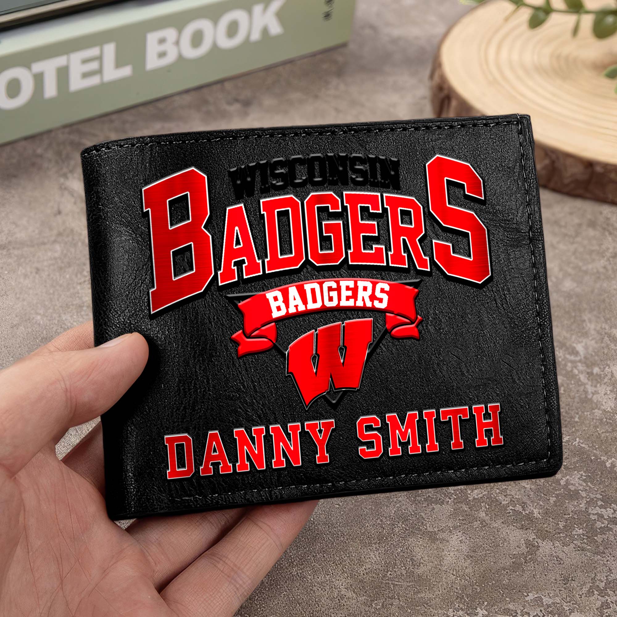 Wisconsin Badgers Men Wallet Custom Your Name, Football Team Men Wallet For Fans, Gifts For Football Lovers