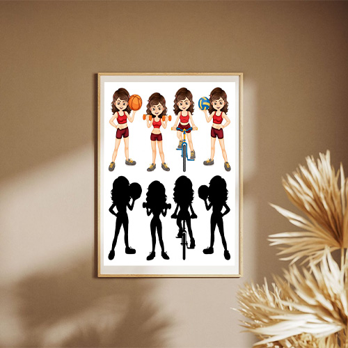 Woman Doing Different Sports Illustration Poster