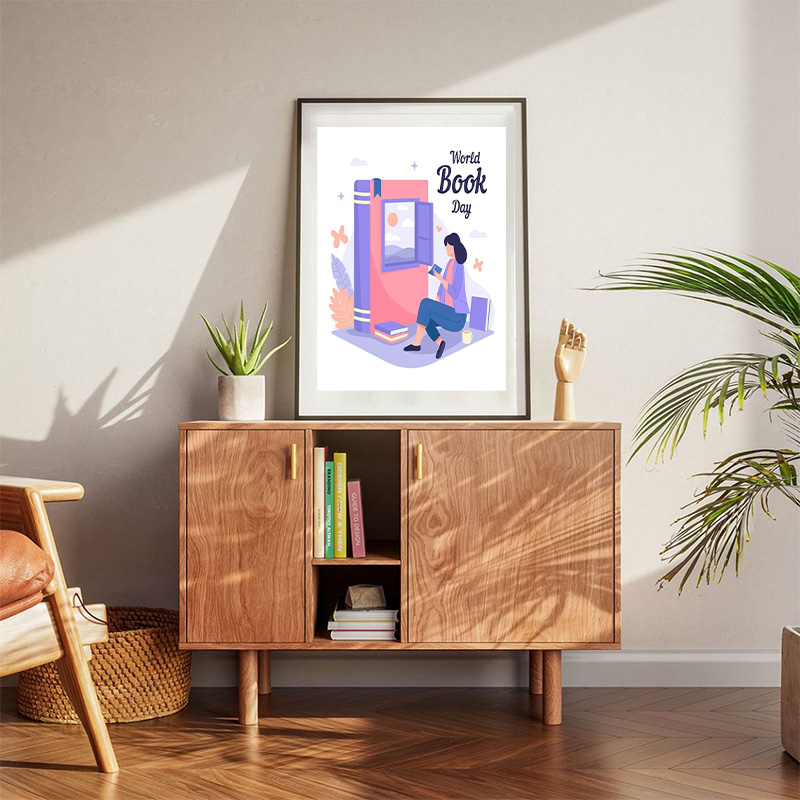 Woman Reading Book Day Poster