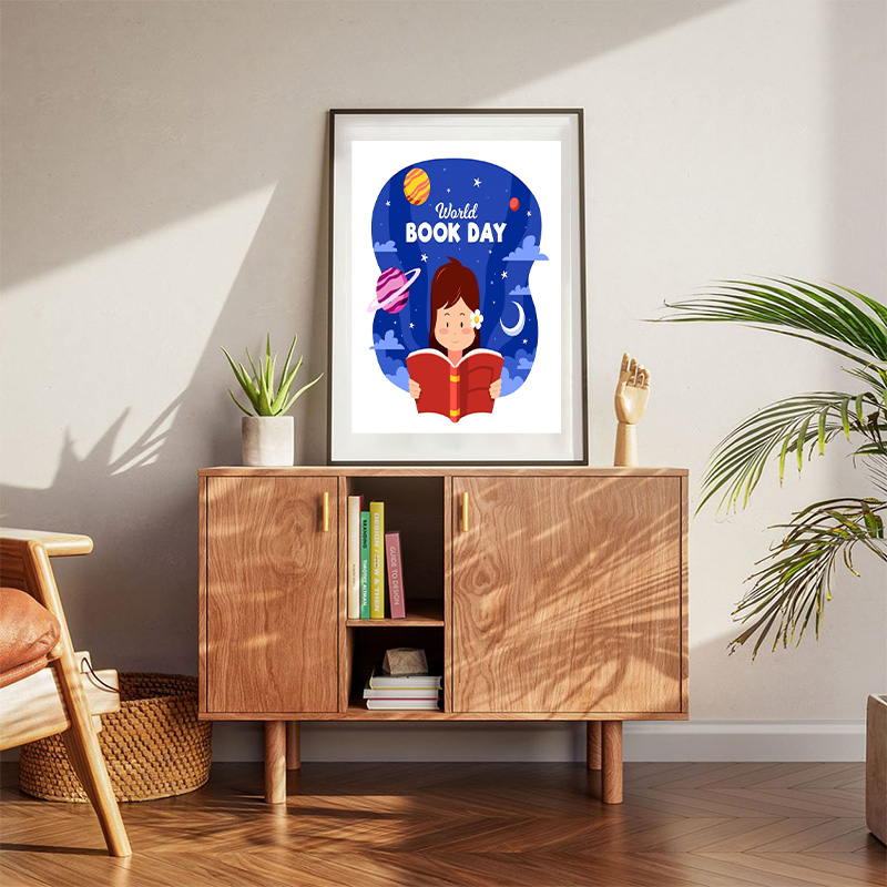 Woman Reading Book Happy Book World Day Poster