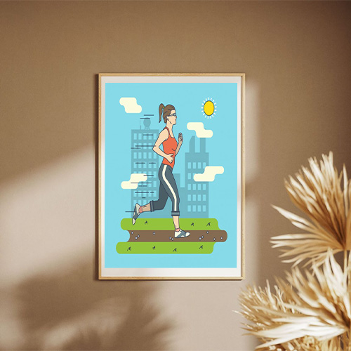 Woman Running Illustration Poster